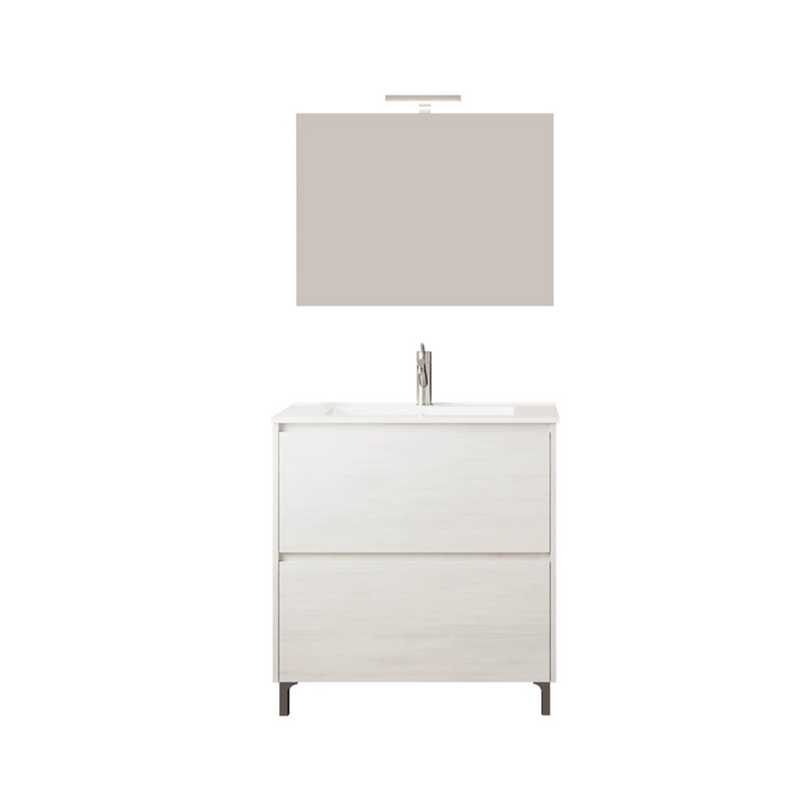 "Lisbona" ​​bathroom vanity unit in chipboard with LED mirror, 80x46 cm, 75 cm high