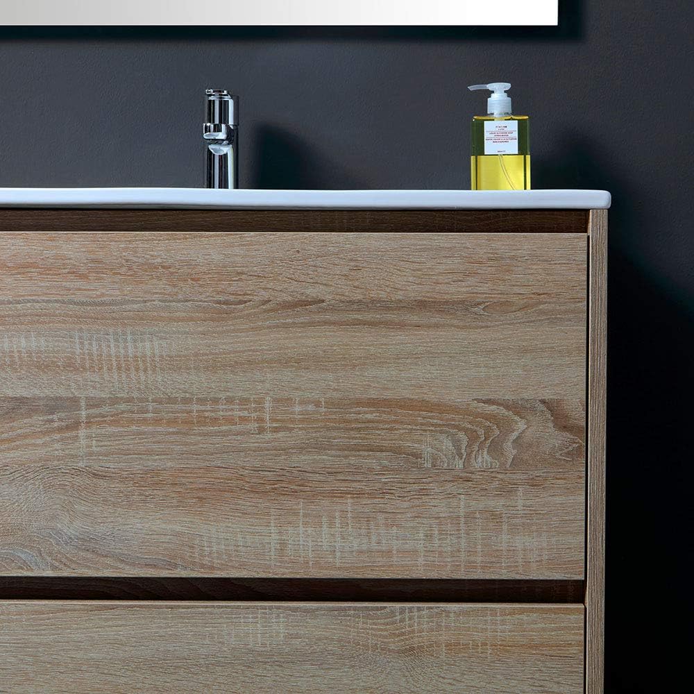 "Lisbona" ​​bathroom vanity unit in chipboard with LED mirror, 80x46 cm, 75 cm high