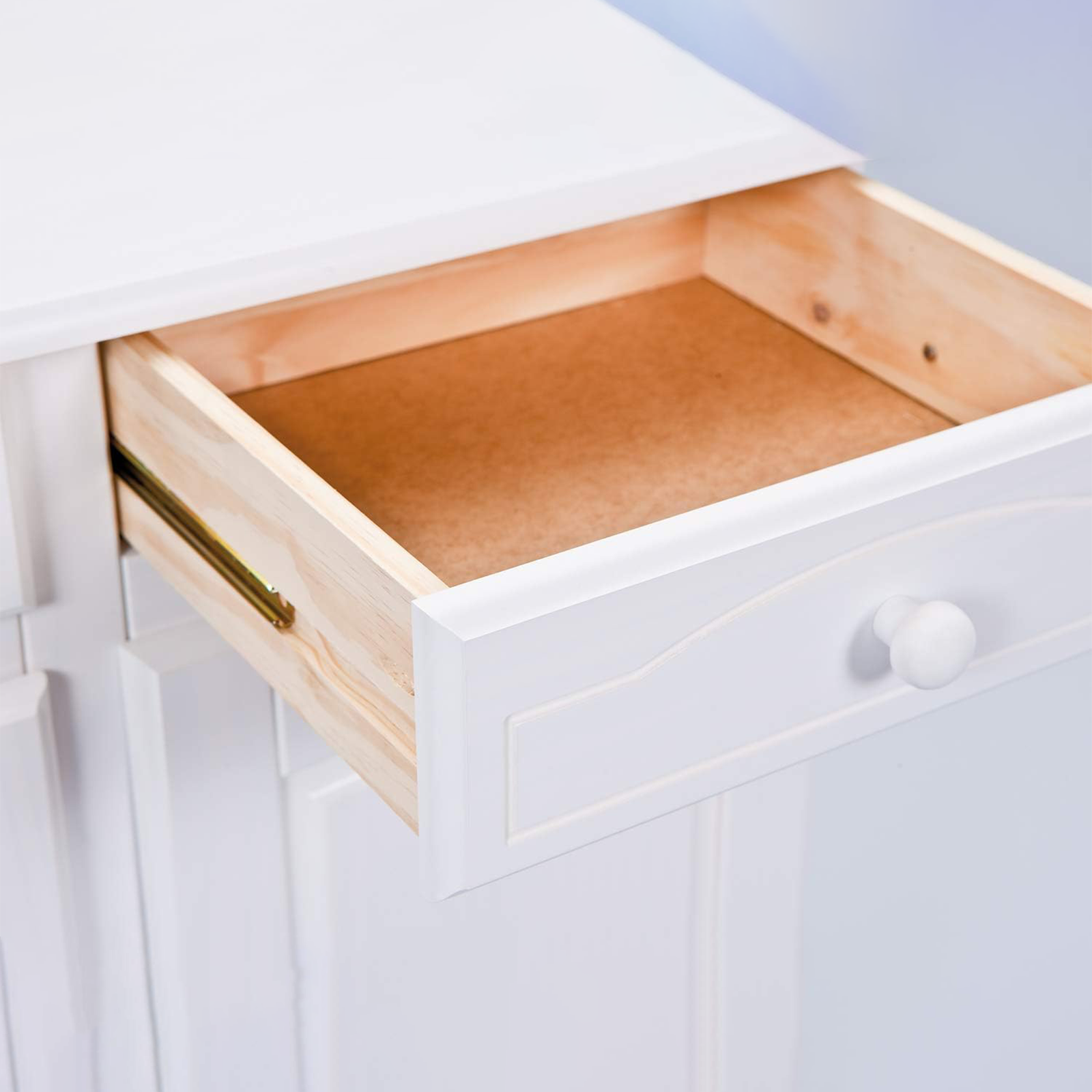 Aparador "Valencia" de madera maciza veteada blanca con compartimento abierto h 198 cm