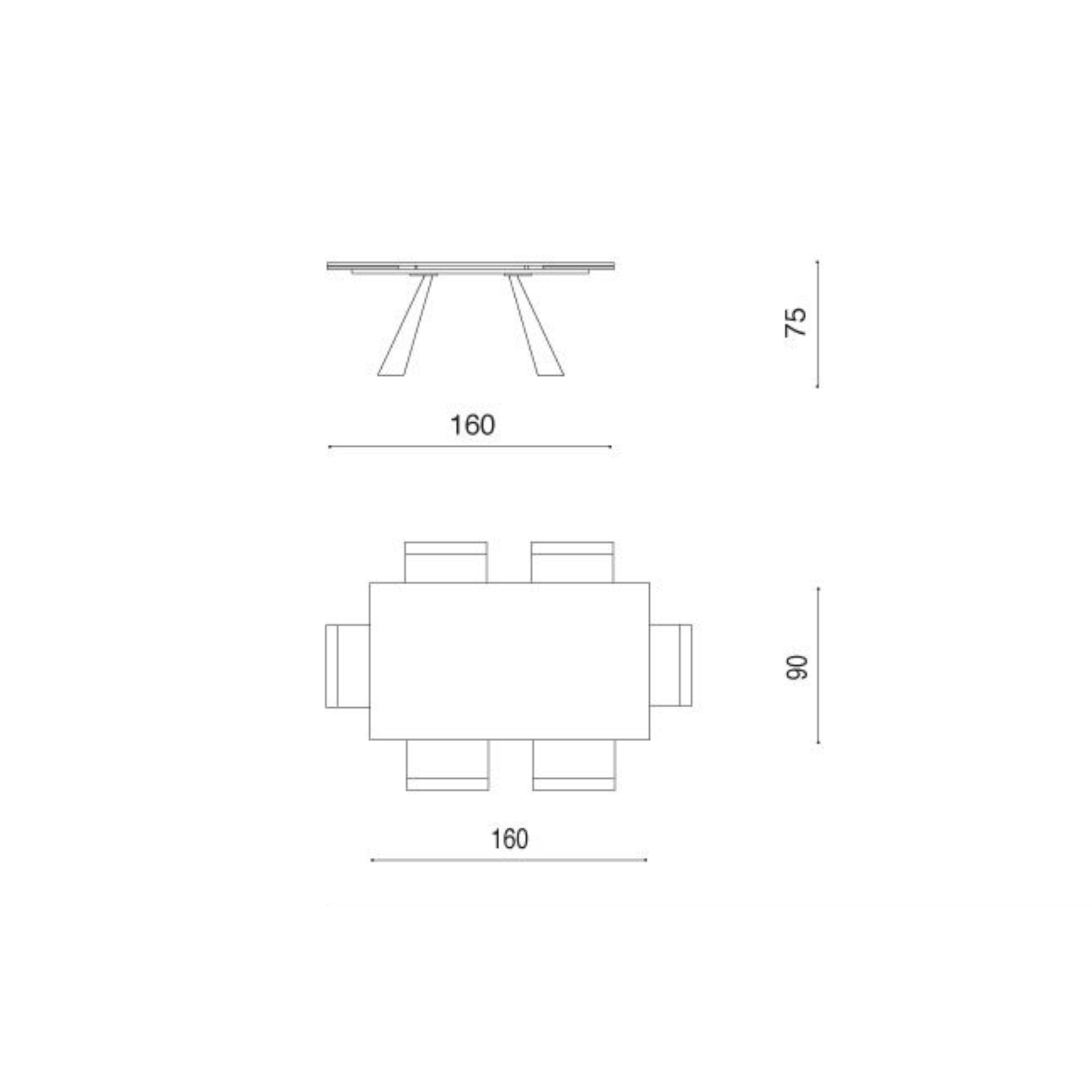 "Rubino" extendable dining table with hammered glass top