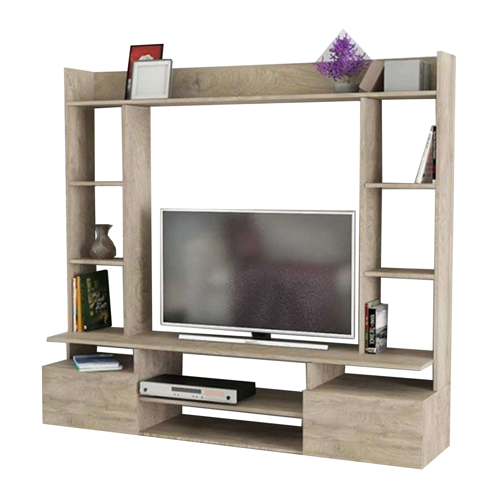 "Living Silver" living room wall unit in oak wood, 165x40 cm, 150 cm high