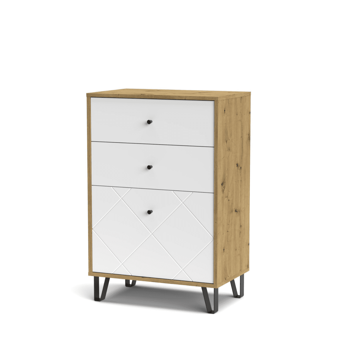 Set mobili da soggiorno "Living Bollo" in legno rovere artisan e bianco - MondoViro