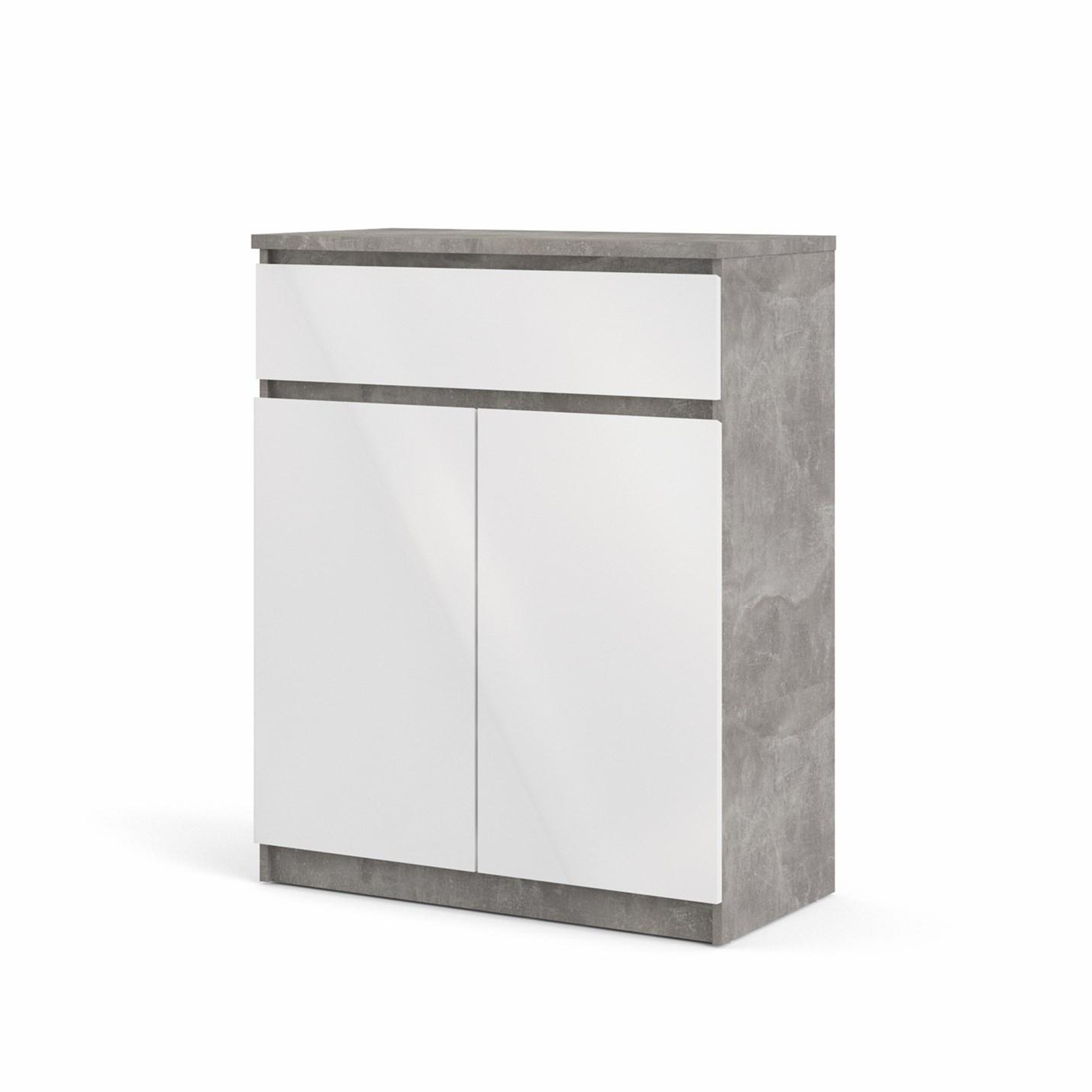 "Naia" wooden sideboard, chest of drawers, white and concrete