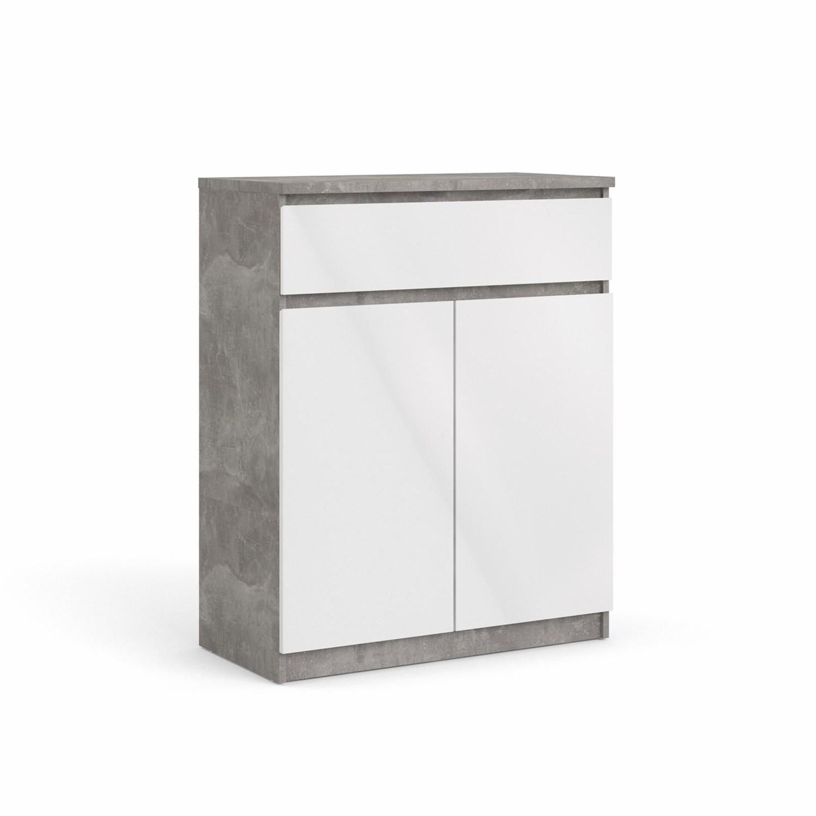 "Naia" wooden sideboard, chest of drawers, white and concrete