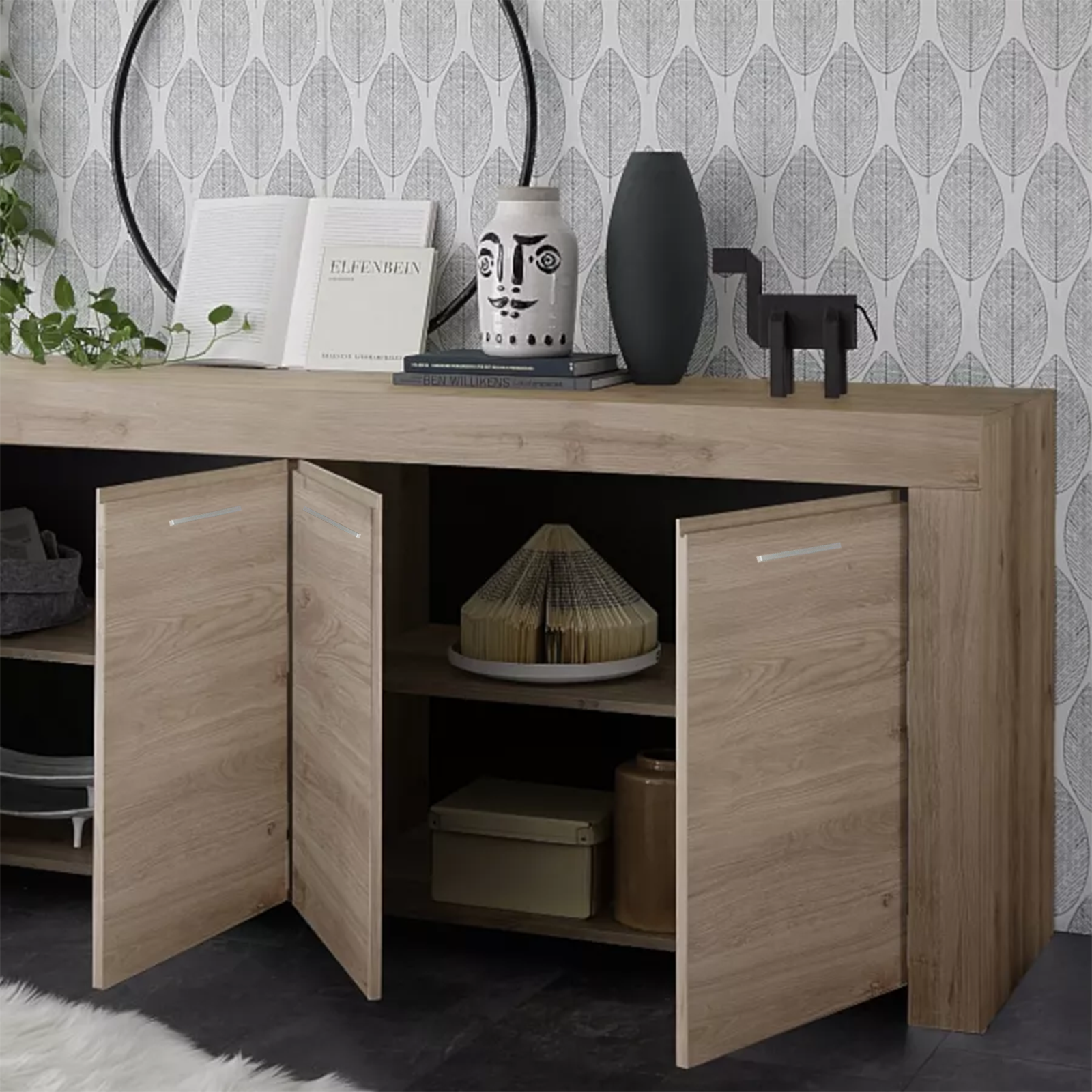 "K083" sideboard buffet sideboard wooden cabinet with 3 doors for living room cm 150x41 82h