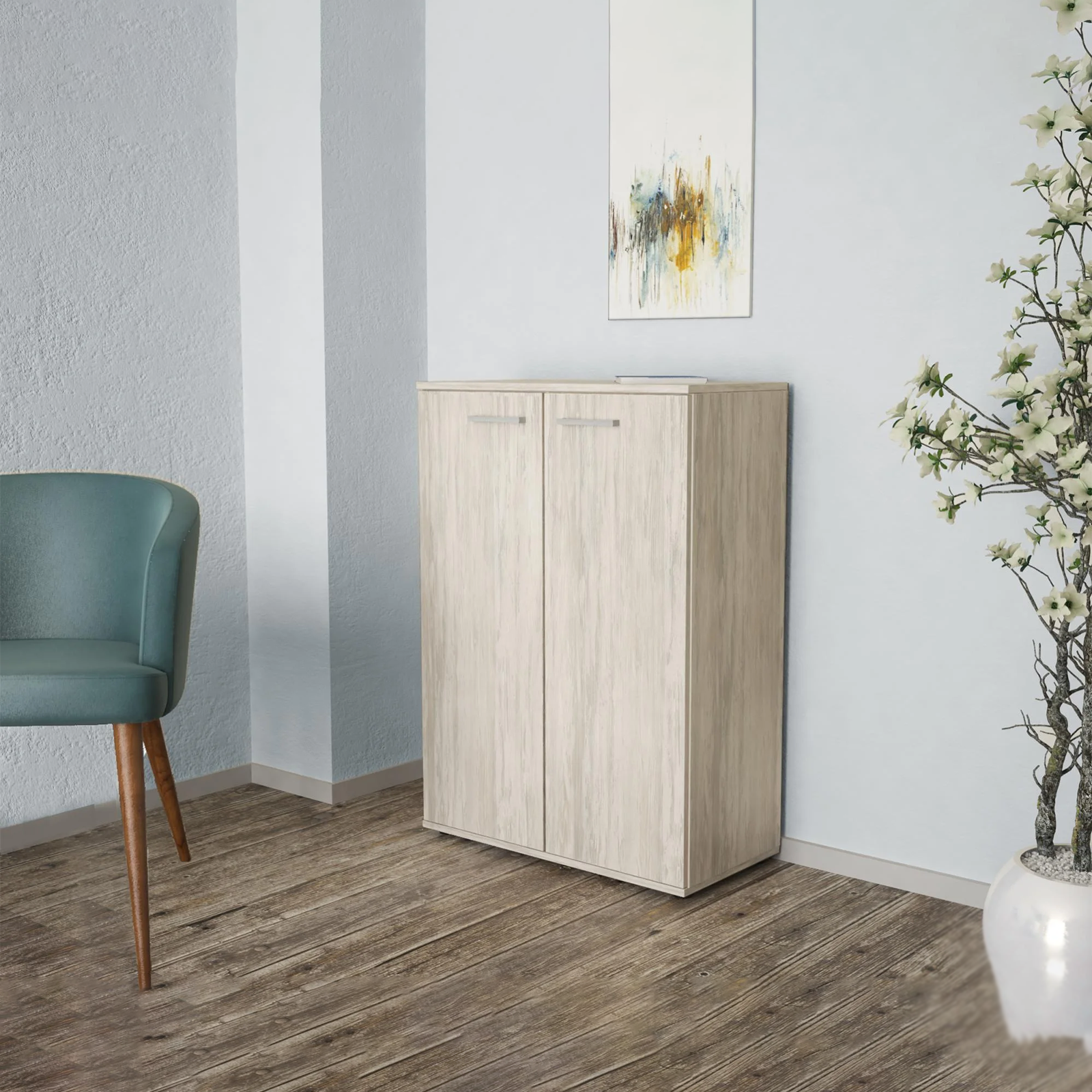 "K105" wooden living room cabinet with 2 hinged doors, 68x34 cm, 95 cm high