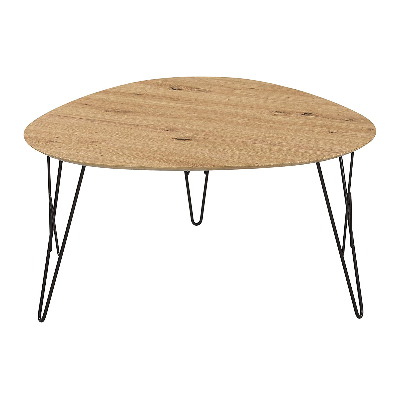 "Tampa" low coffee table for living room in metal and oak wood 80x78 cm 41h