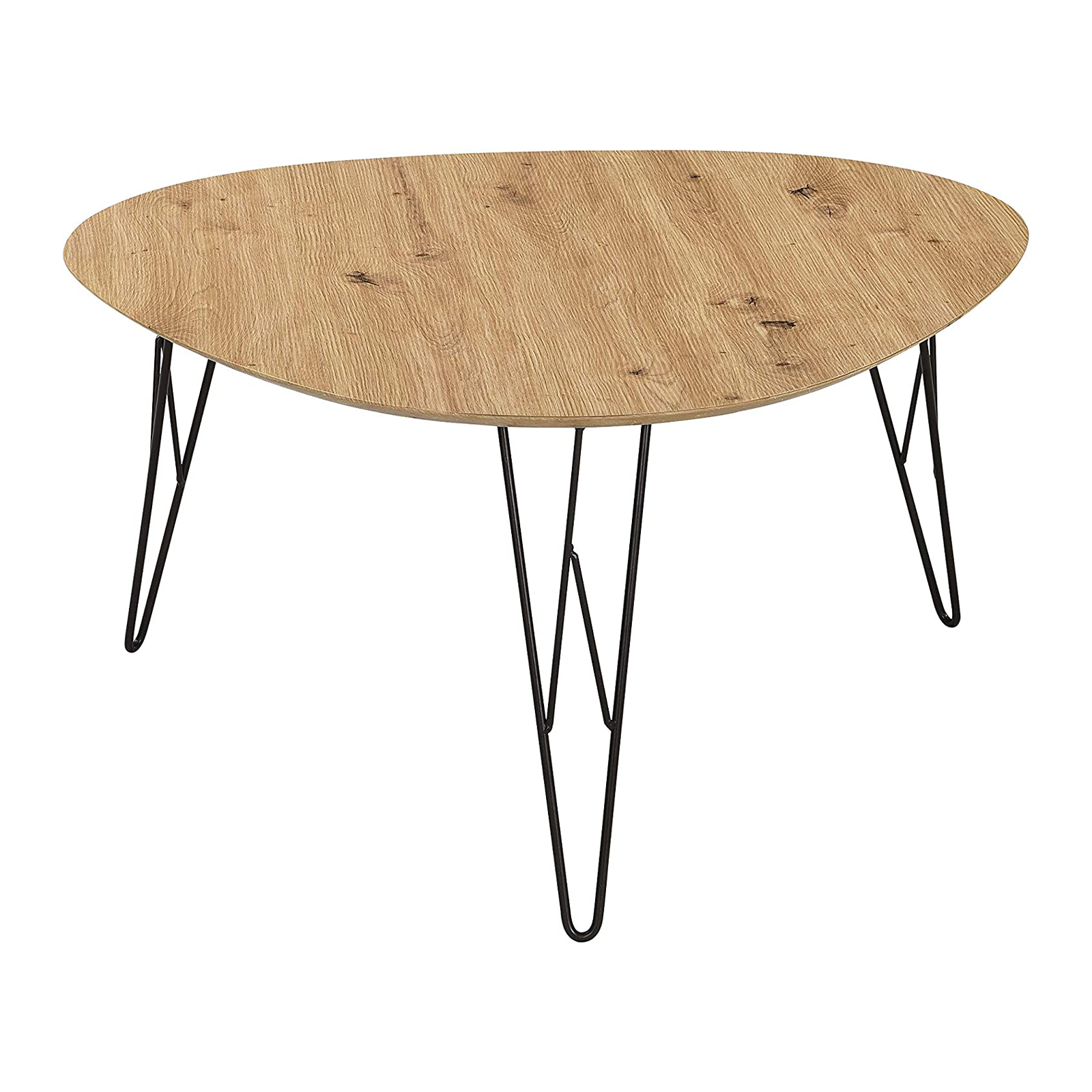 "Tampa" low coffee table for living room in metal and oak wood 80x78 cm 41h