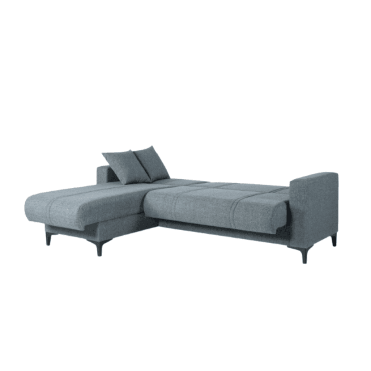 Divano con cassettone contenitore "Bravo Bacos" in tessuto con due cuscini - MondoViro