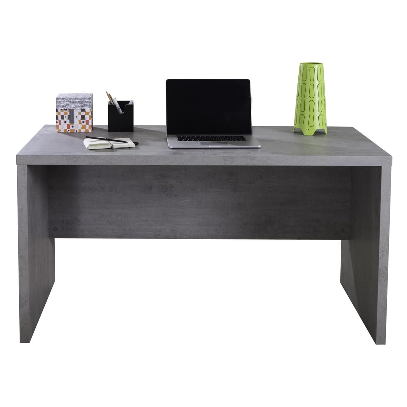 Modern "Home" wooden desk for office in imitation concrete, 140x69 cm, 74h