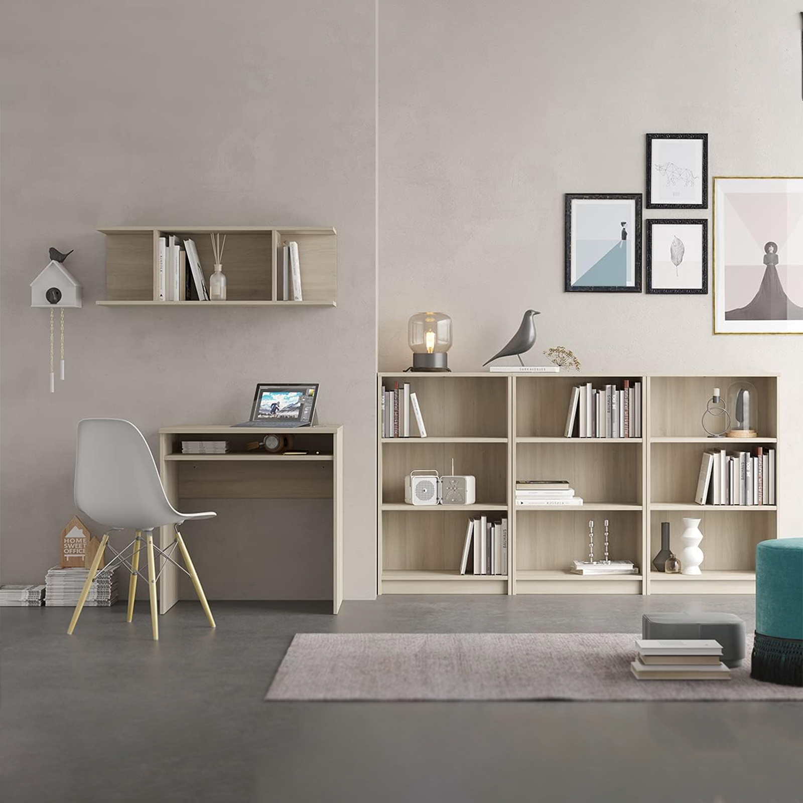 "Est" oak desk with pull-out keyboard drawer, 90x45 cm, 74h