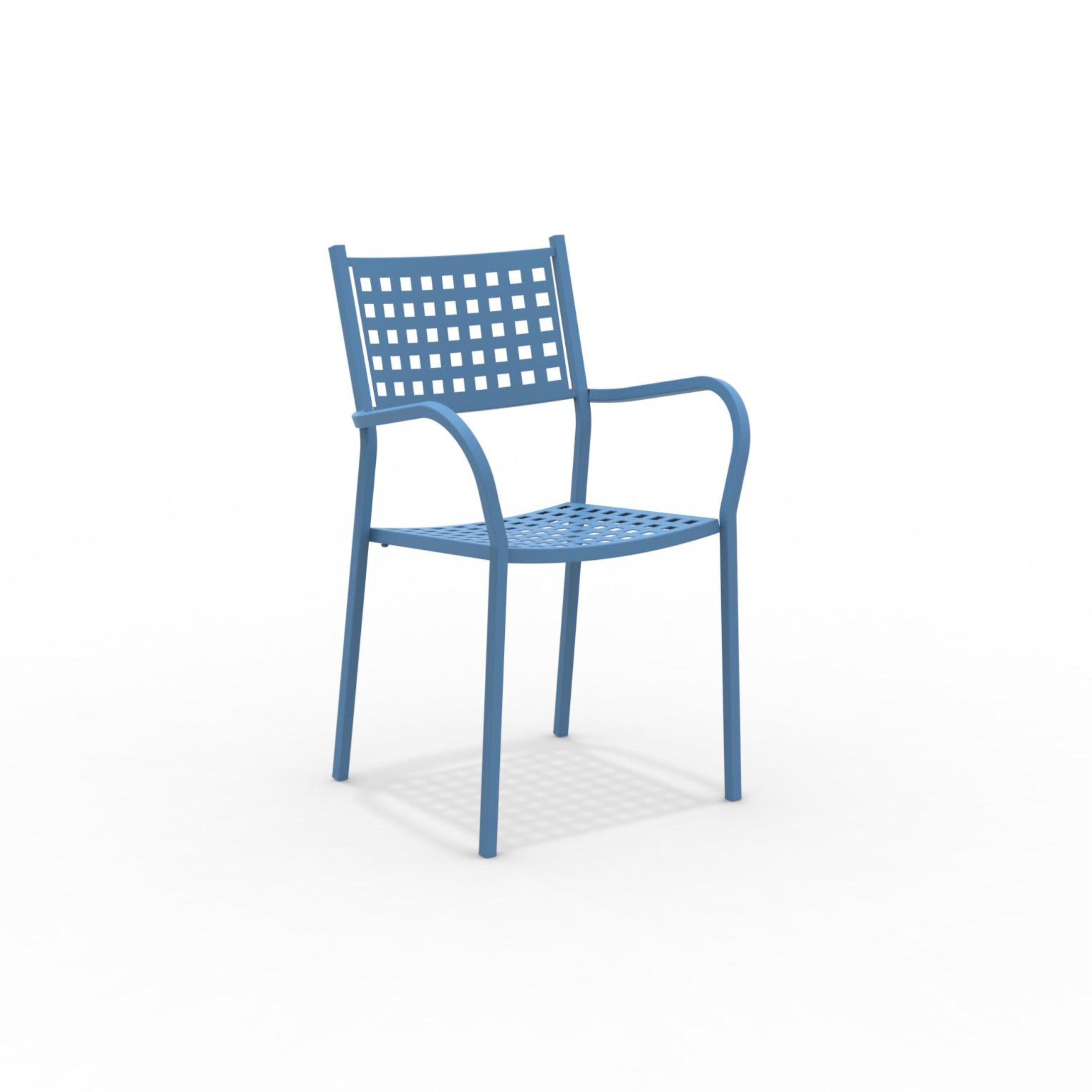 Set of "Alice" metal garden chairs with armrests, stackable, 53x53 cm, 85 cm high.