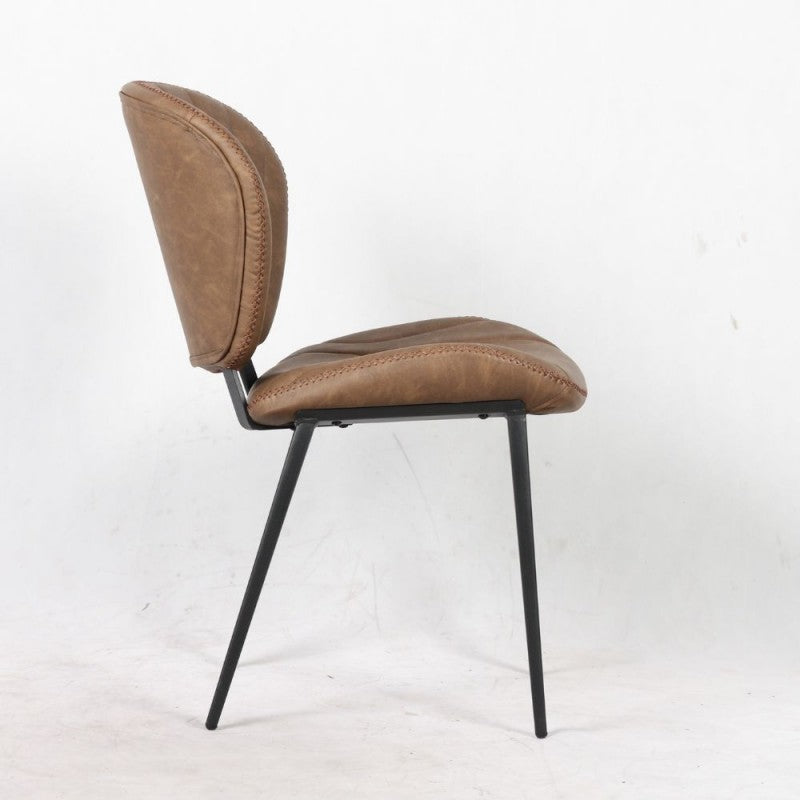 Set of "Elice" dining chairs upholstered in eco-leather with black metal legs, 47.5x65.5 cm, 85 cm high.