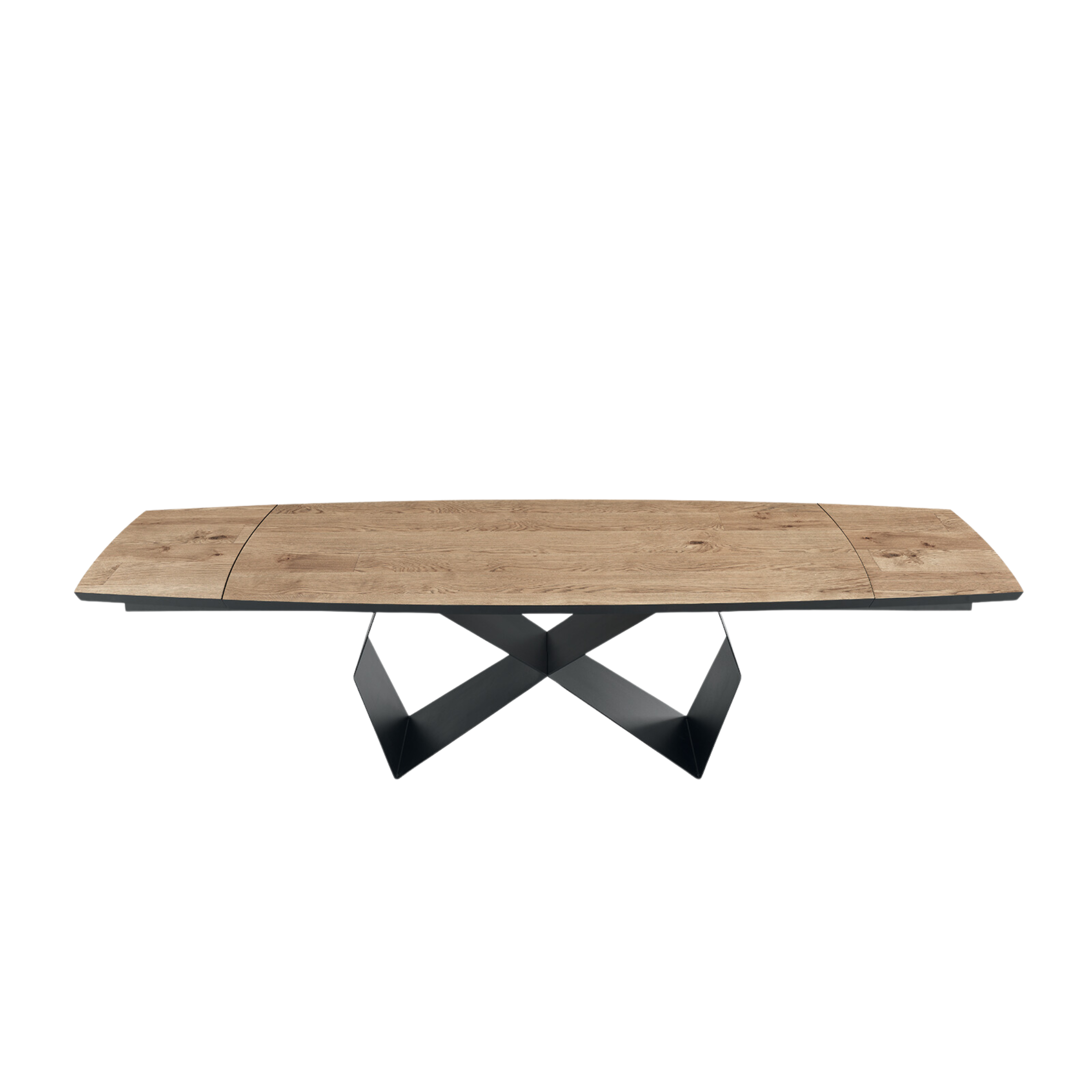 Extendable dining table "Reina" with metal base and oak top, 200/300x100 cm, 75 cm high