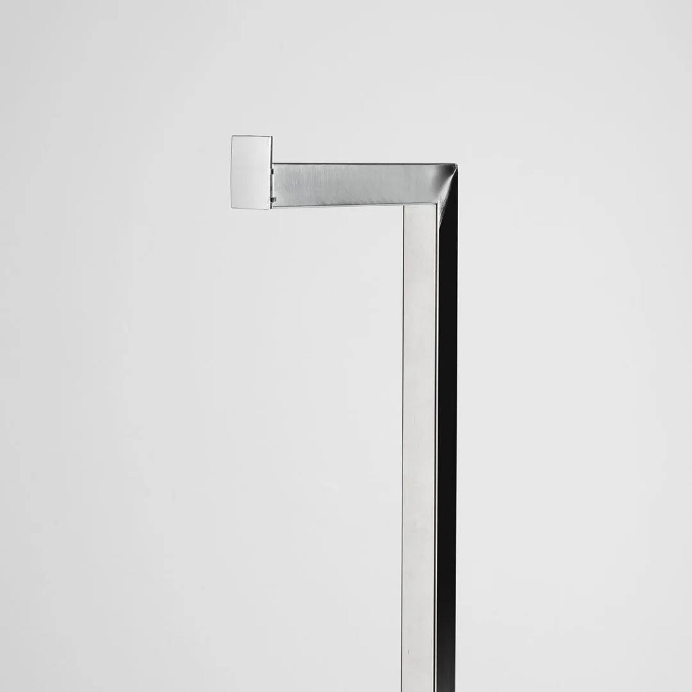 "Étienne" white floor lamp with toilet roll holder and toilet brush holder in polished chrome steel