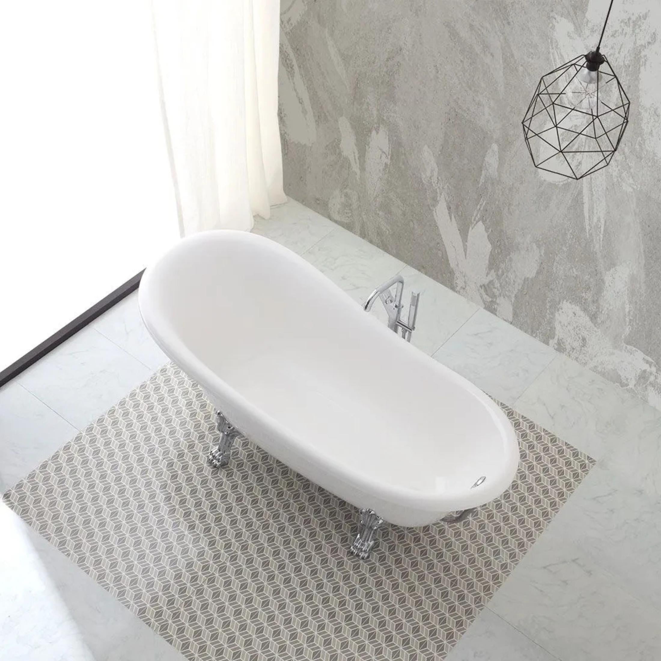 Classic freestanding bathtub "Romanza" in recomposed marble 168x76 cm 55h