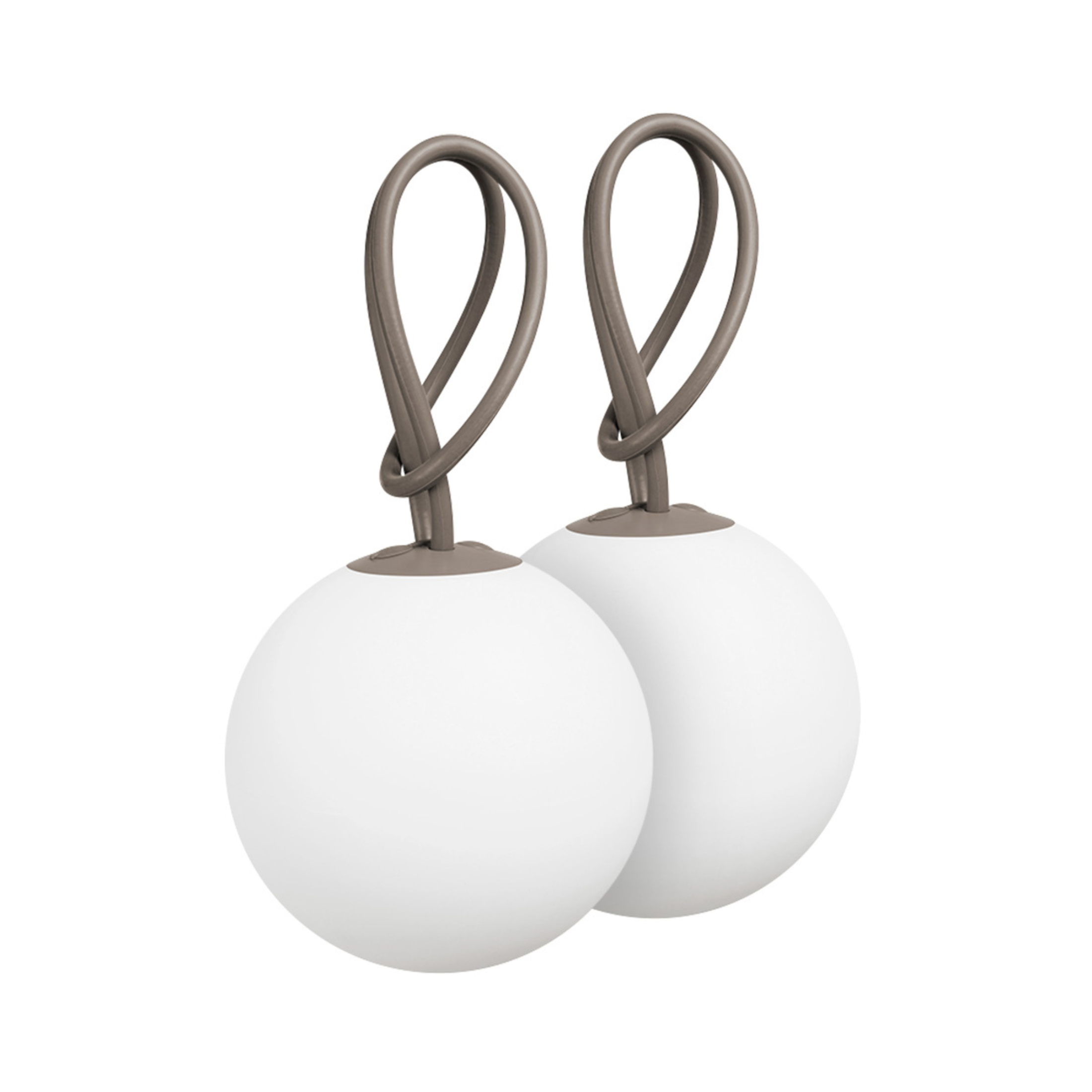 Set of 2 "Bolleke" battery-powered LED hanging lamps in HDPE with rubber hook, 20x20 cm