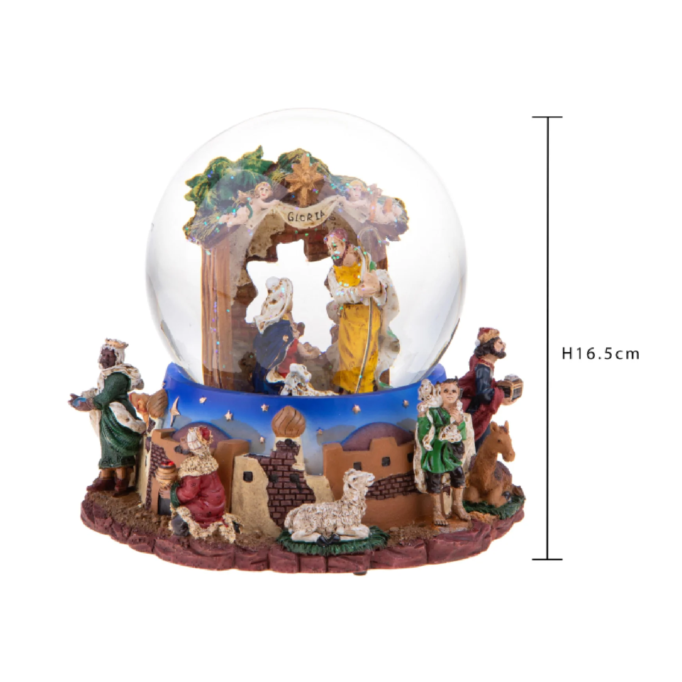 Nativity scene music box for Christmas decorations, 12 x 16.5 cm