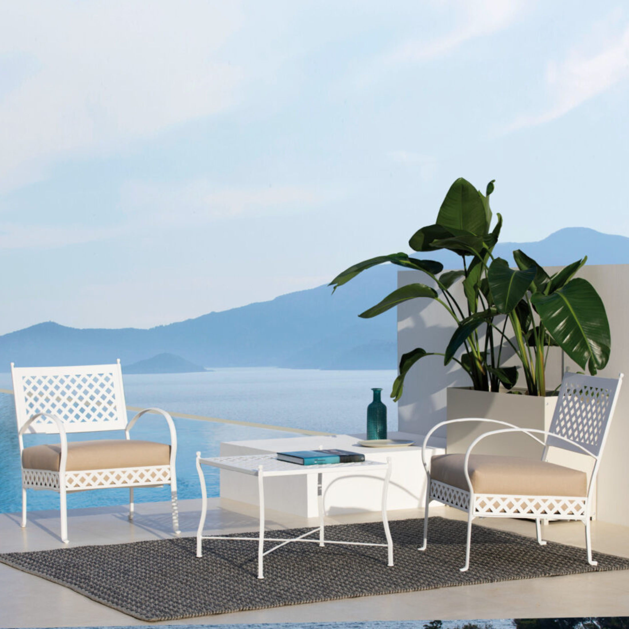 Low metal garden armchair "Springtime" lounge chair cm 64.5x75 83h