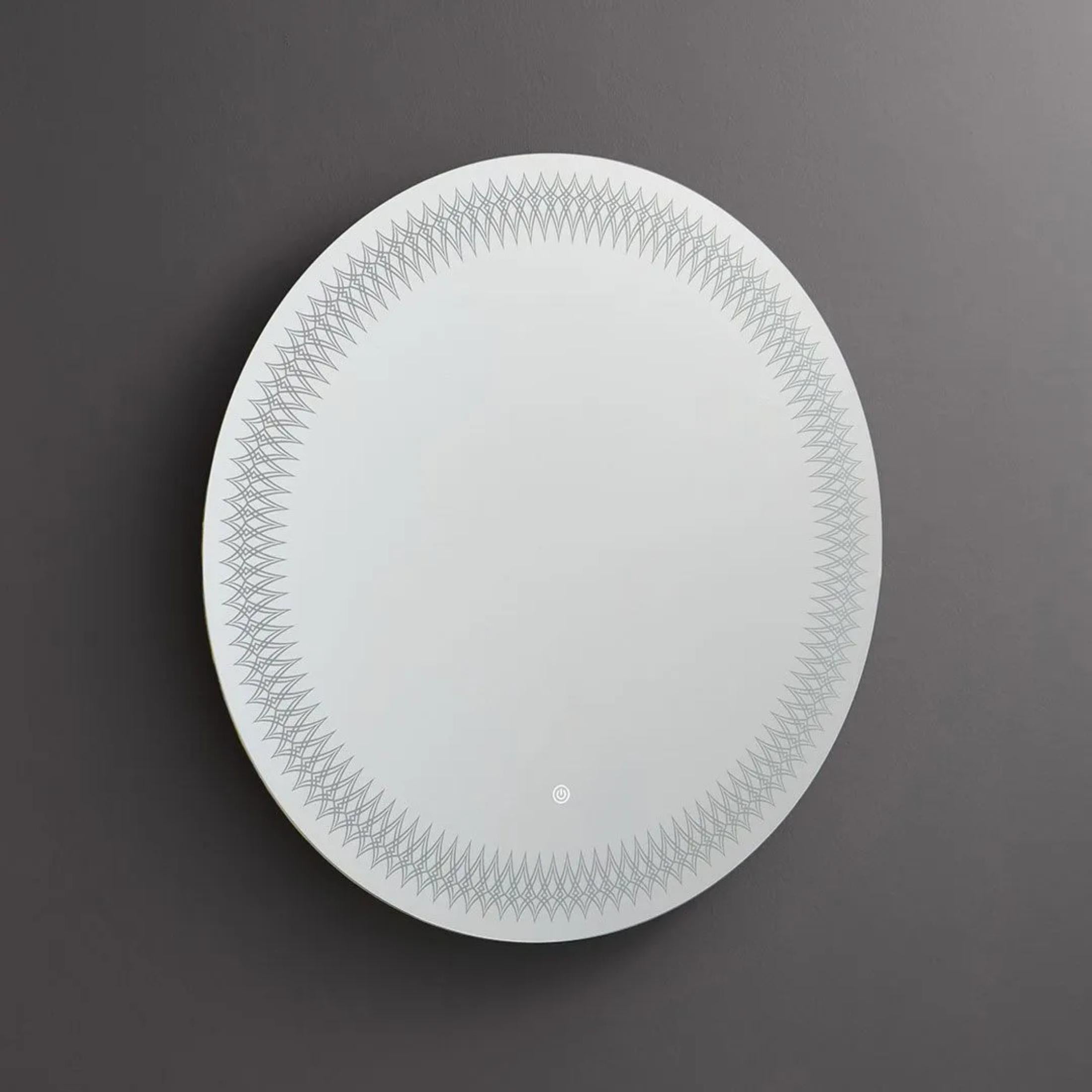 Round mirror with "Illusion" LED-decorated frame in aluminum, 80x80 cm