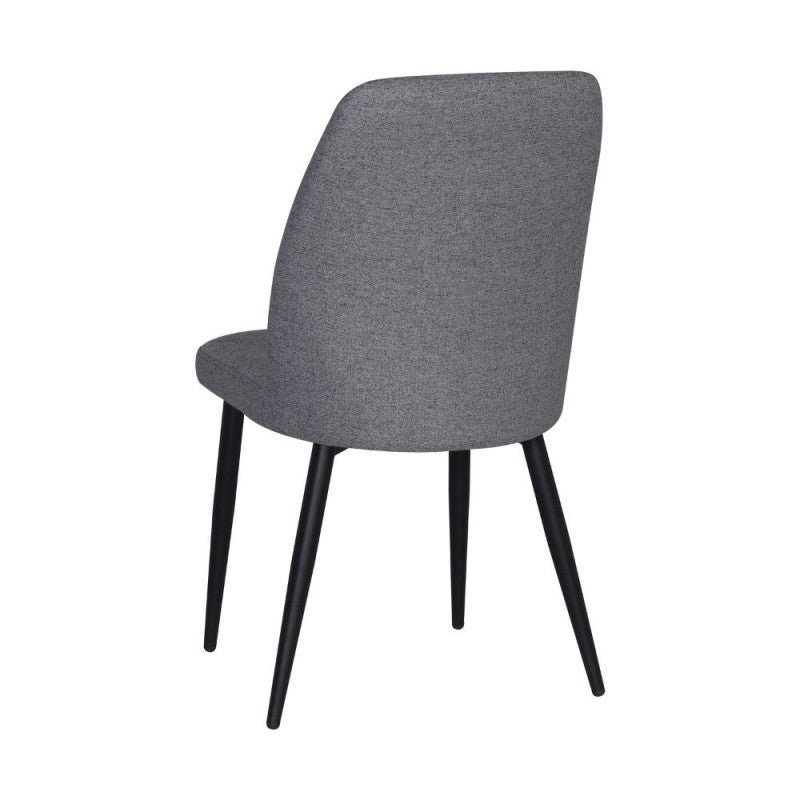 Set of "Vika" dining chairs upholstered in fabric with black metal legs, 48x58 cm, 90 cm high.