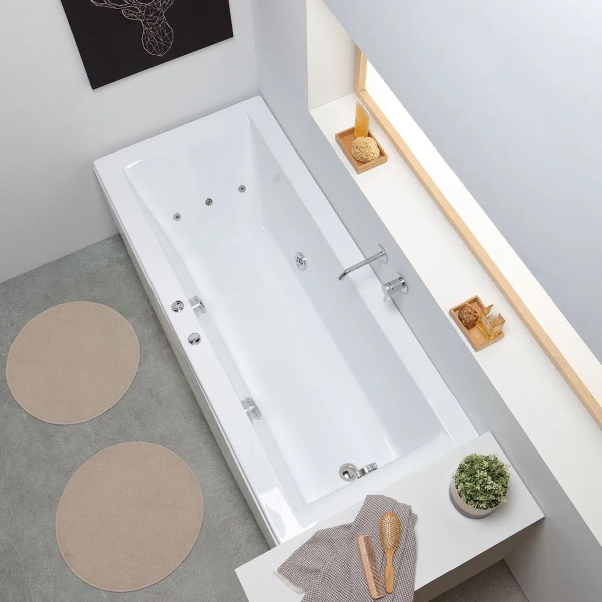 Vasca da bagno idromassaggio "Agata" incassata tra 3 muri in acrilico cm 170x75 56h - MondoViro
