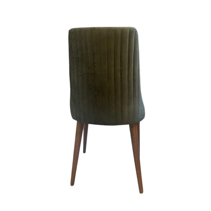 Set of "Diana" dining chairs upholstered in velvet with wooden legs, 50x48 cm, 87 cm high.