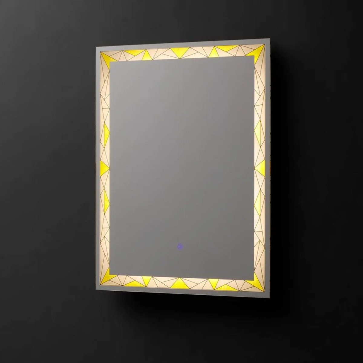 Specchio a led da parete "Mosaic" touch con inserti satinati e colorati - MondoViro