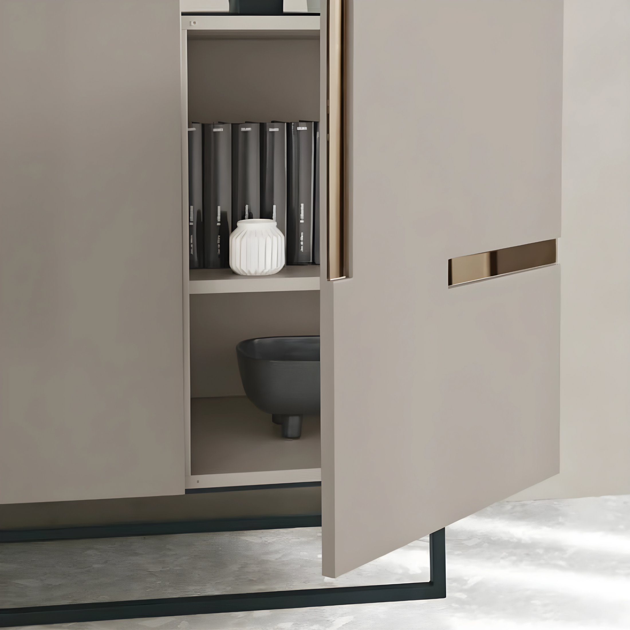 Modern 3-door sideboard "Toledo" in melamine, 160x50 cm, 89h pre-assembled