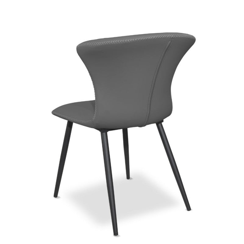 Set of "Core" dining chairs upholstered in eco-leather with black metal legs cm 56x61 84h