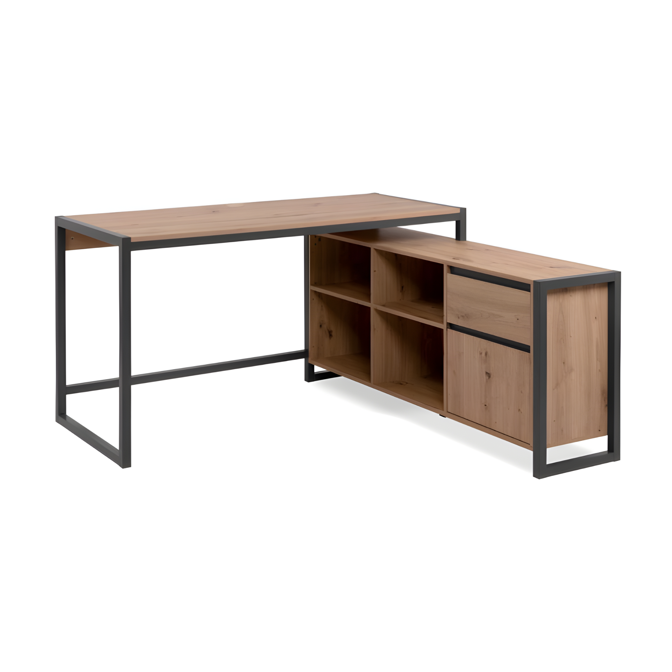 Modern "Denver" corner desk, reversible, anthracite oak, 142x139 cm, 75h