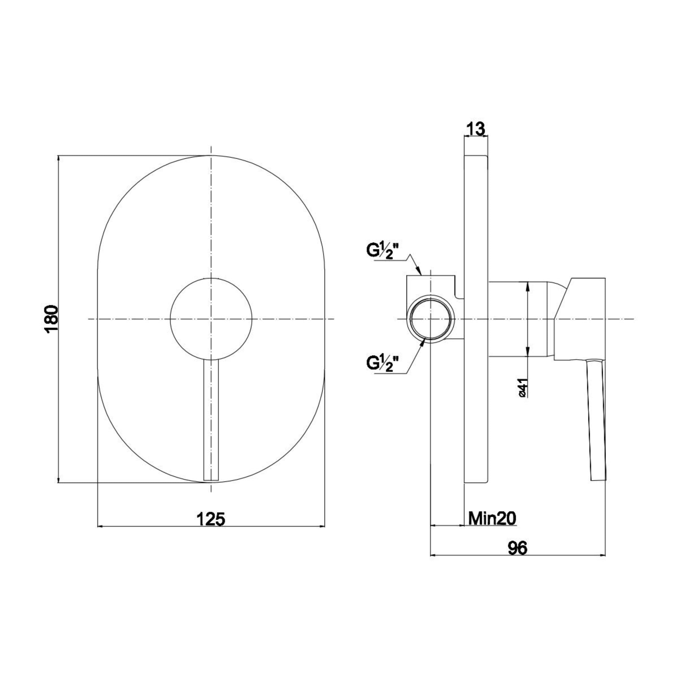 "Kevar" built-in shower mixer tap in black brass with a matte finish