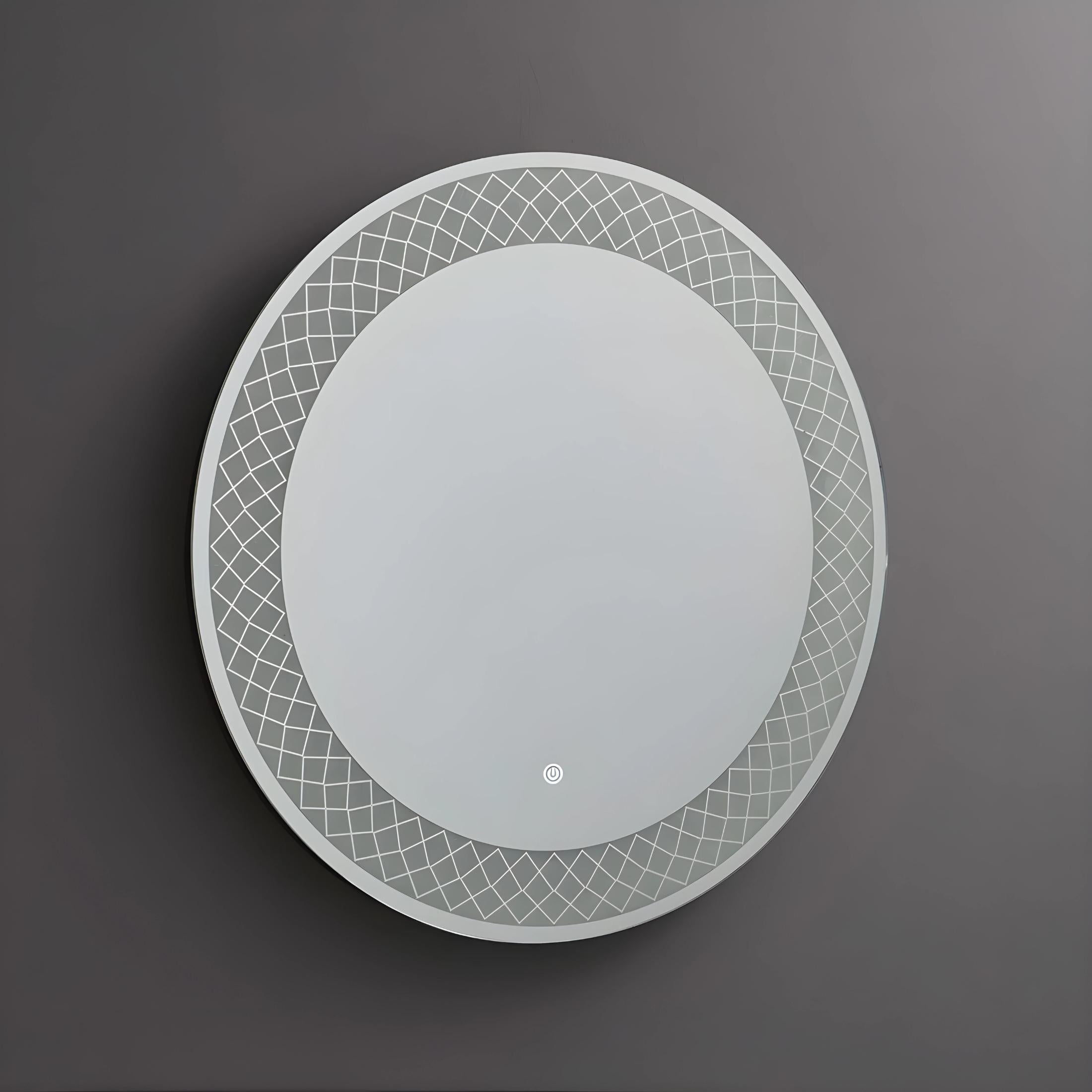 Espejo redondo con marco iluminado por LED "Aura" en aluminio, 70x70 cm