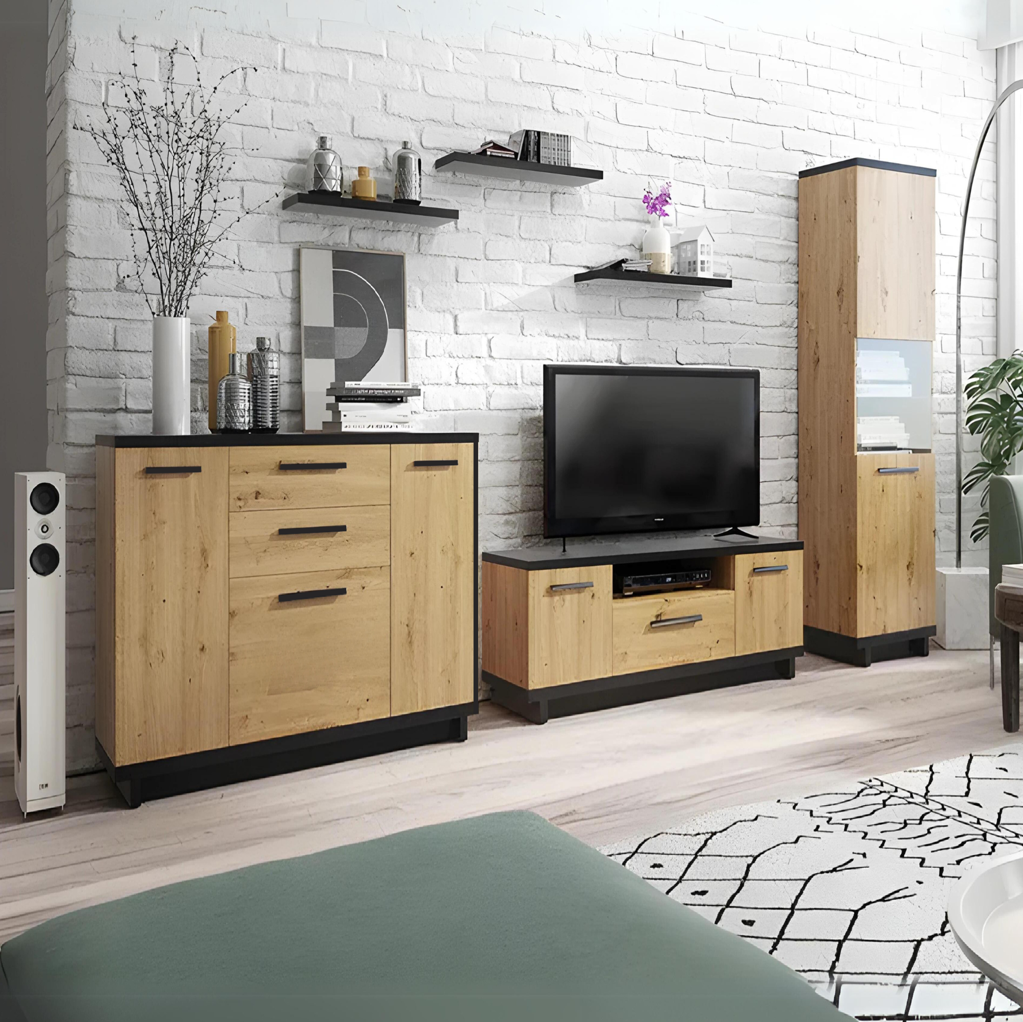 "Chef" wooden buffet sideboard with 3 doors and 2 drawers for the living room, 107x36 cm, 86h