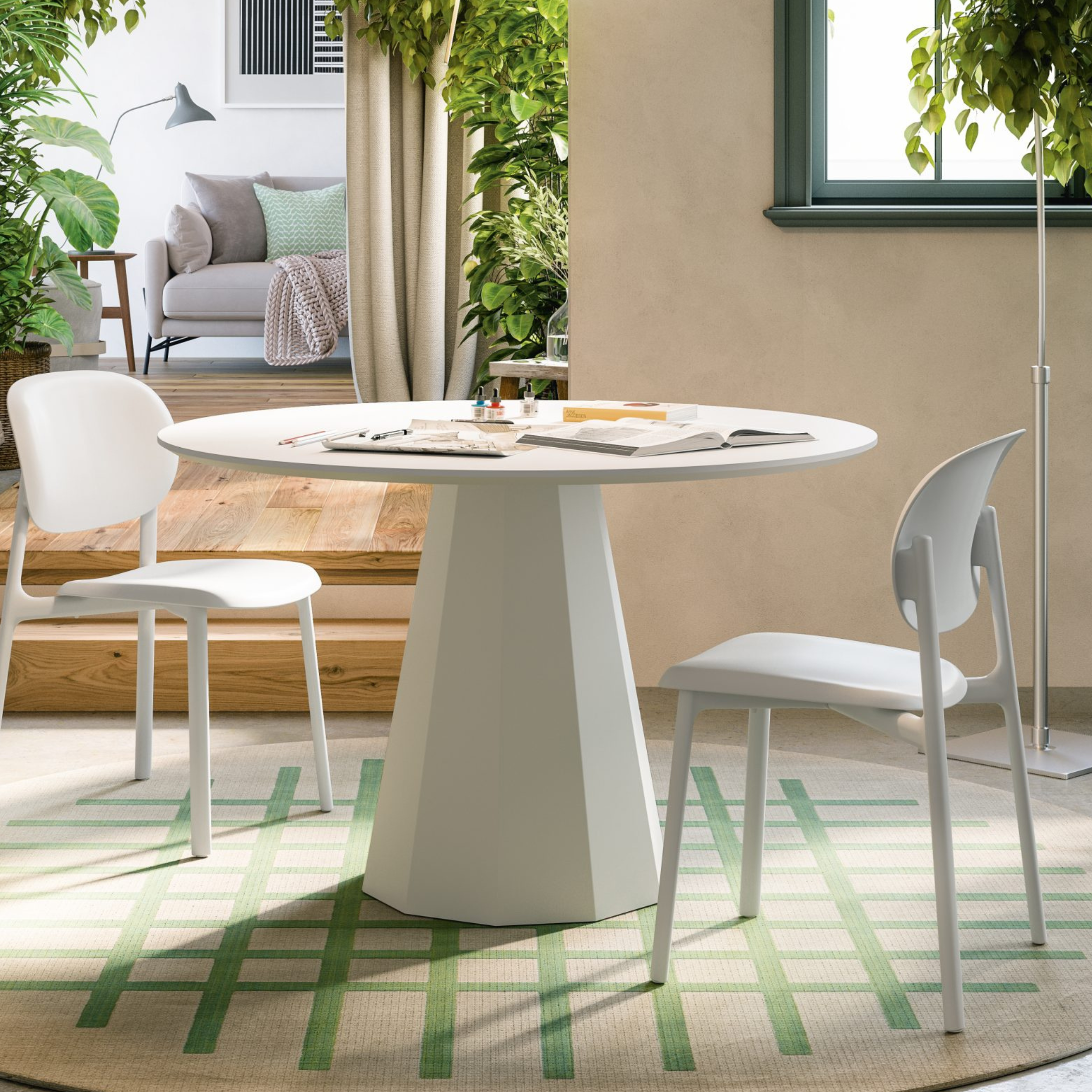 Set of modern "Fiora" chairs for the living room in polypropylene, 48x53 cm, 82 cm high.