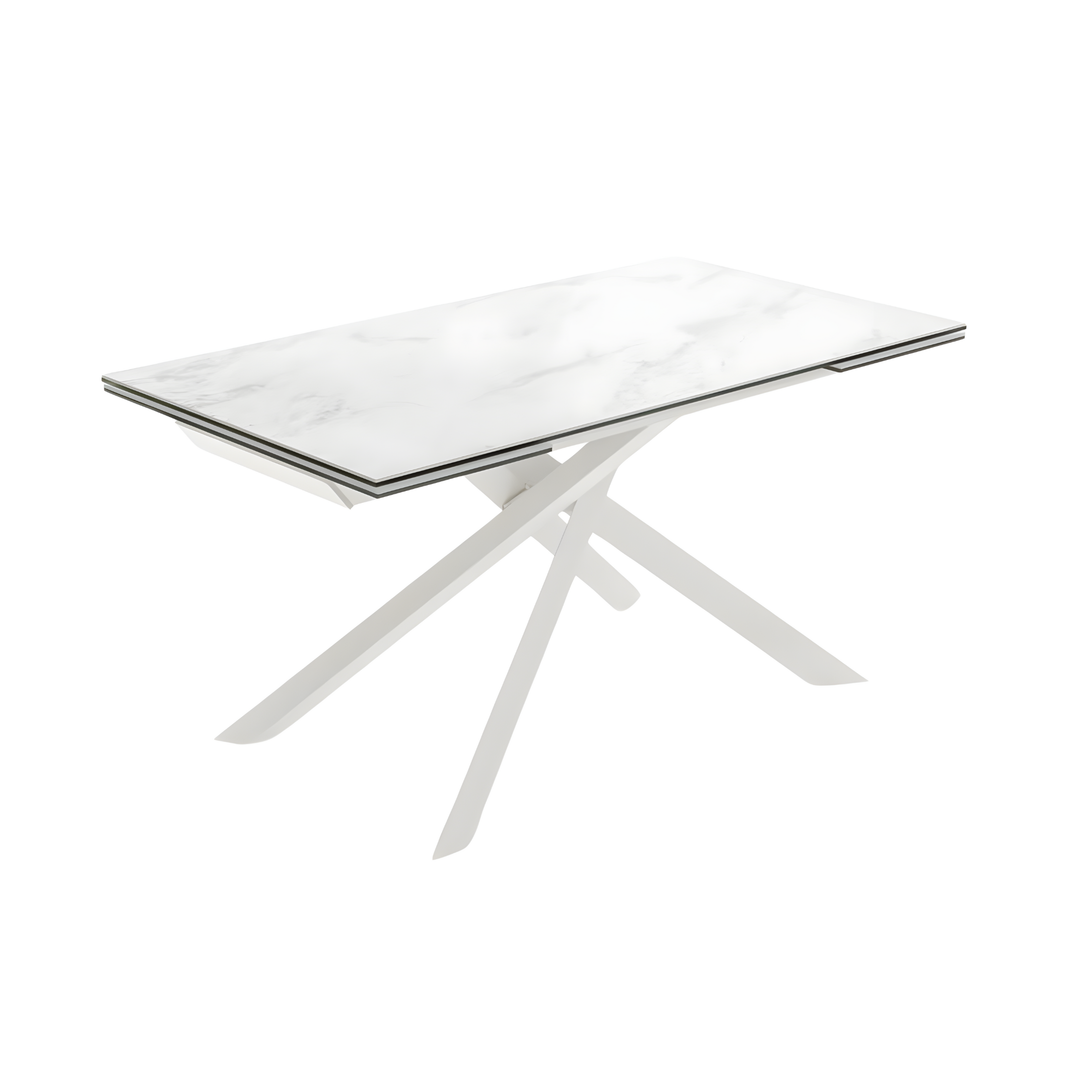 "Salerno" modern extendable table in ceramic on tempered glass, 160/240x90 cm, 76h