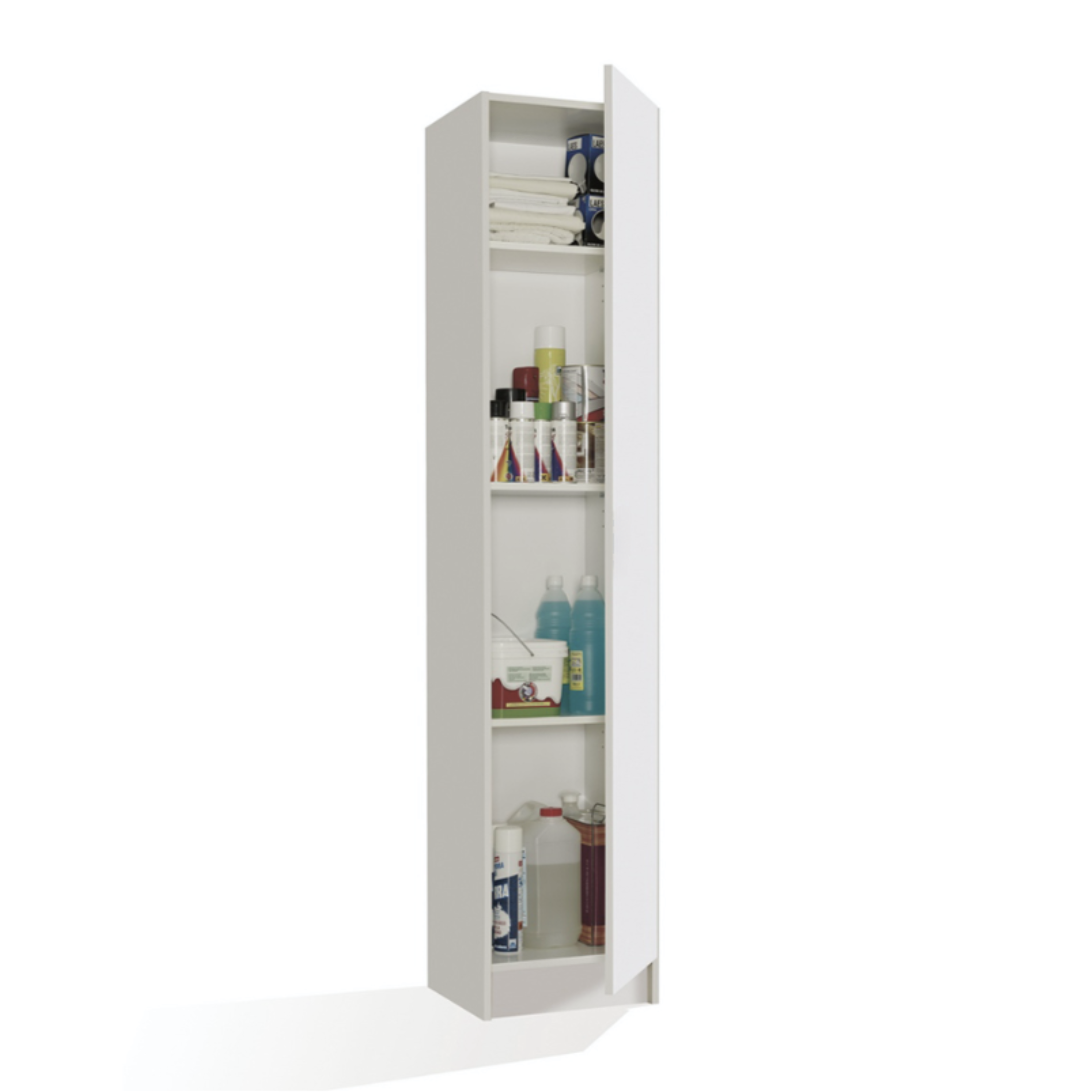 "Ricla" multipurpose column unit with 1 door in white lacquered wood, 31x34 cm, 183h