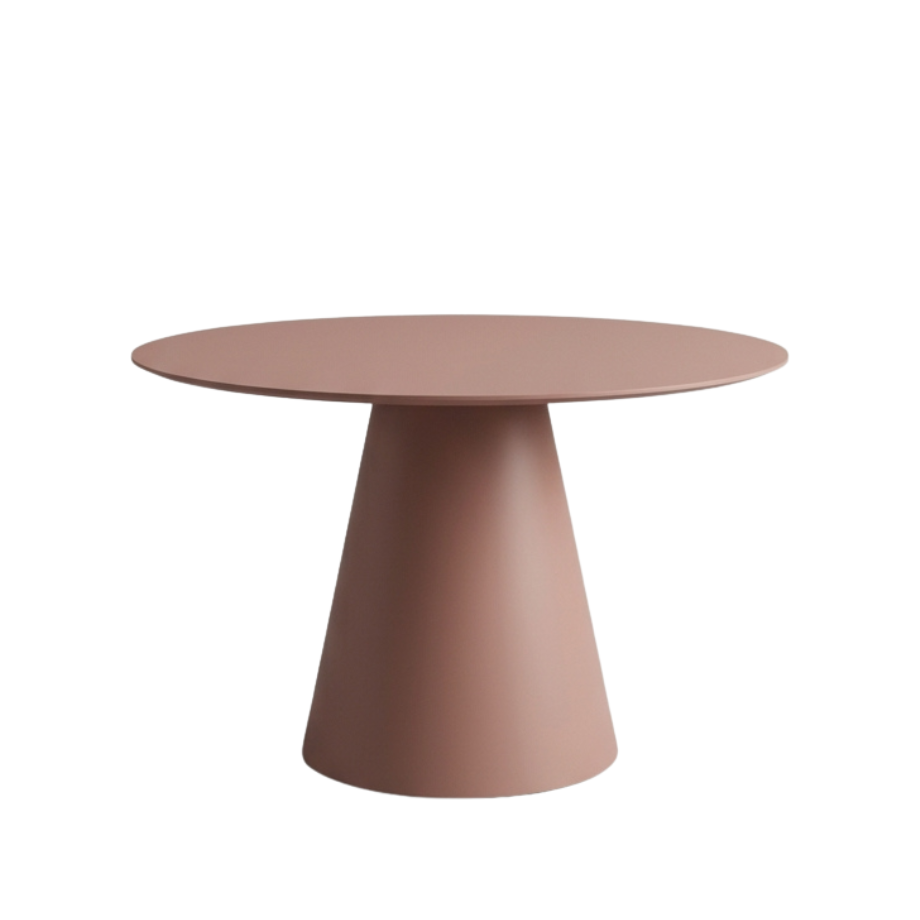 Tavolo tondo fisso "Paride" con base conica e piano in vetro cm Ø 120x76h