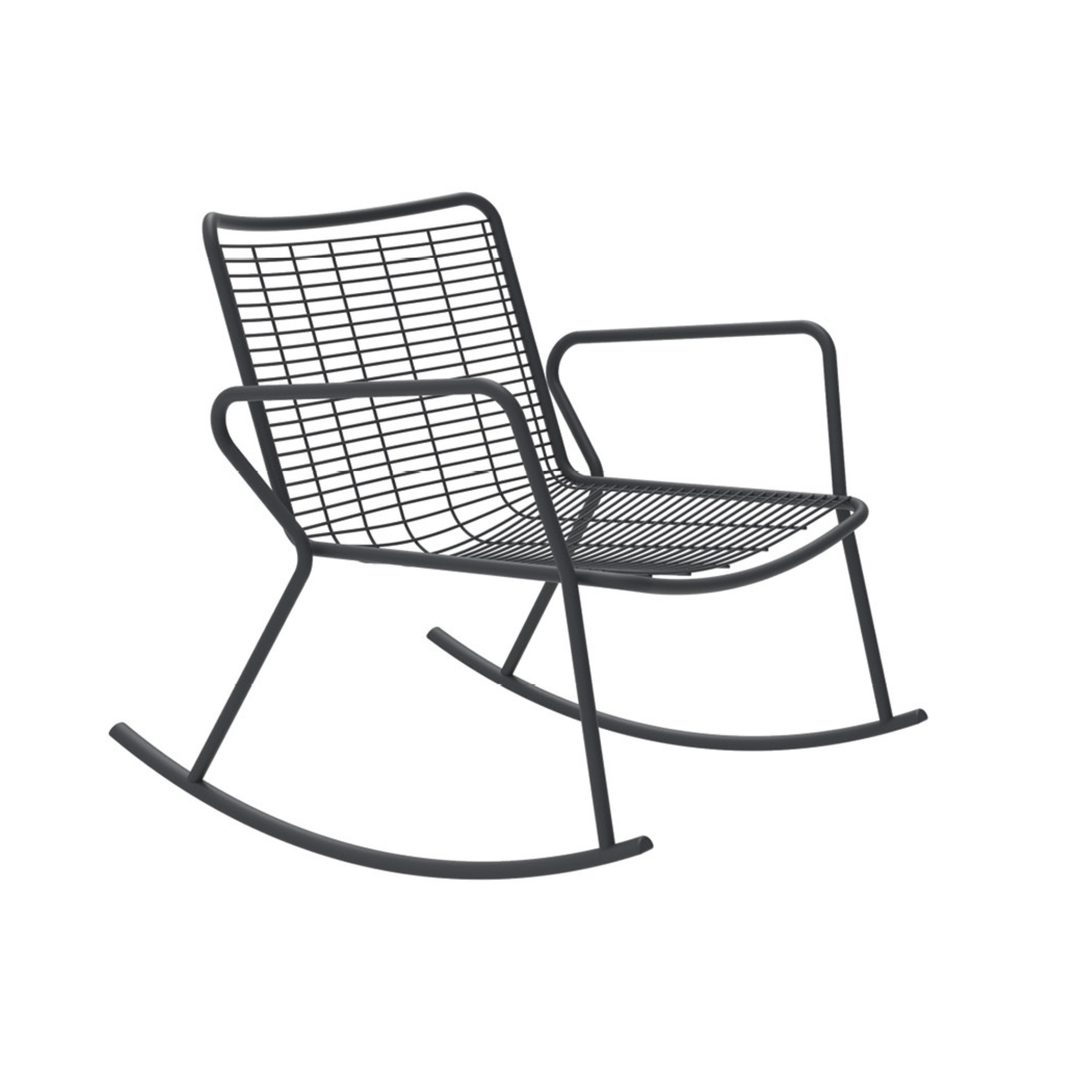 Modern rocking chair in painted metal "Roma" for garden, 72x82 cm, 78h