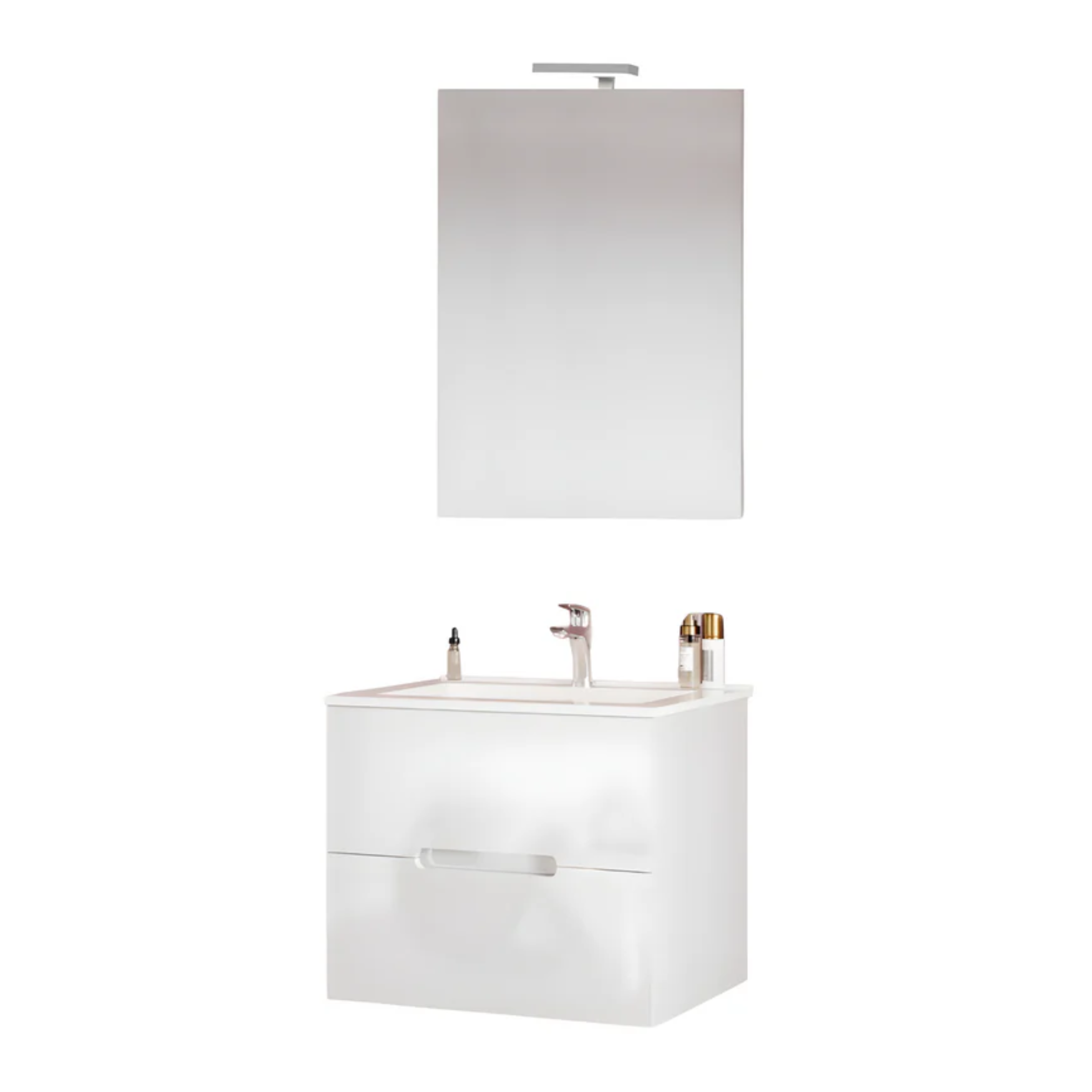 "Rhovan" bathroom cabinet with base, sink and LED mirror