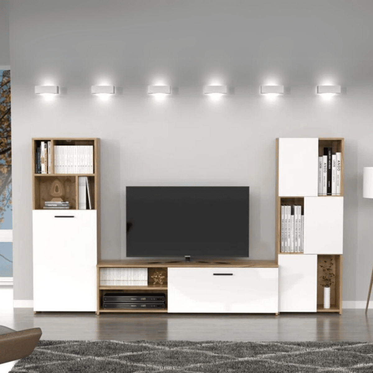 Kit parete attrezzata "Joy" da soggiorno cm 240x35 137h - MondoViro