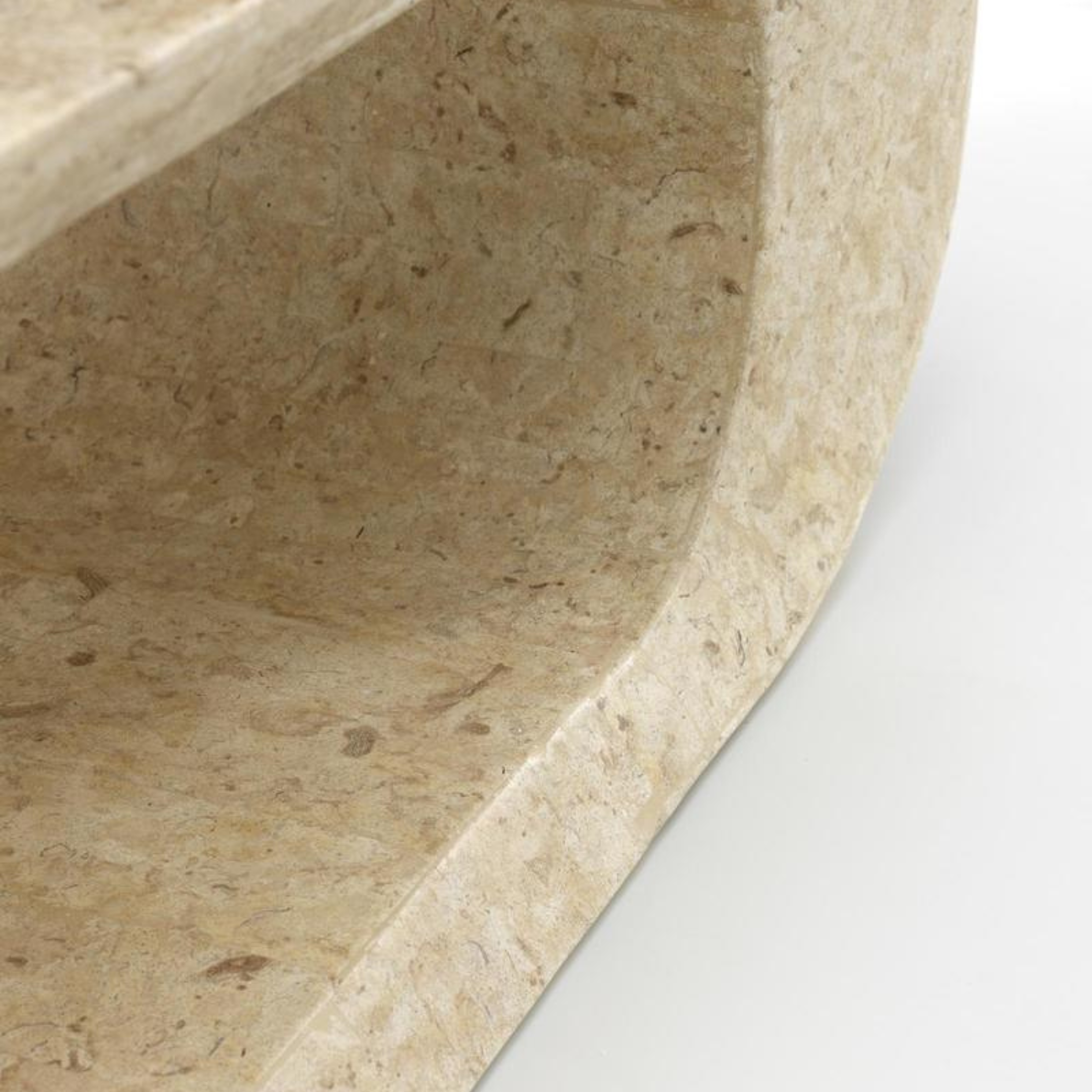 Modern low TV table in fossil stone "Tay" 120x62 cm 35h