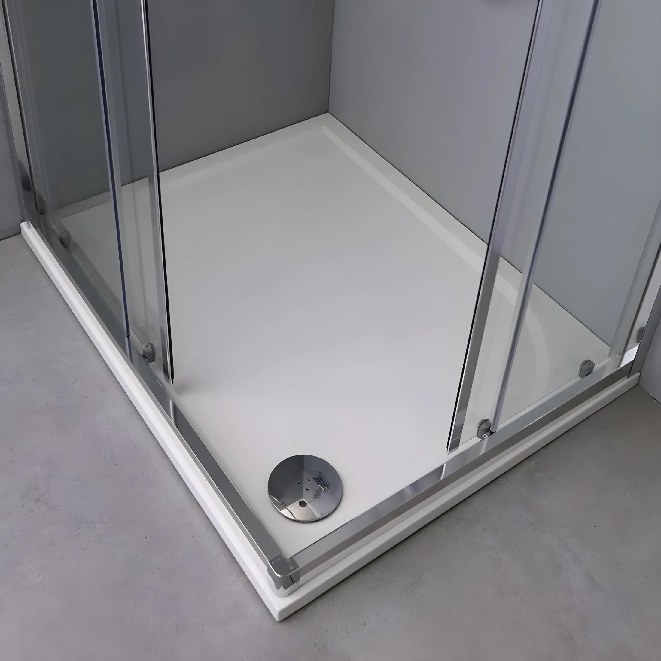 Modern shower enclosure with flat profile "Ferrara Two" in tempered glass and aluminum