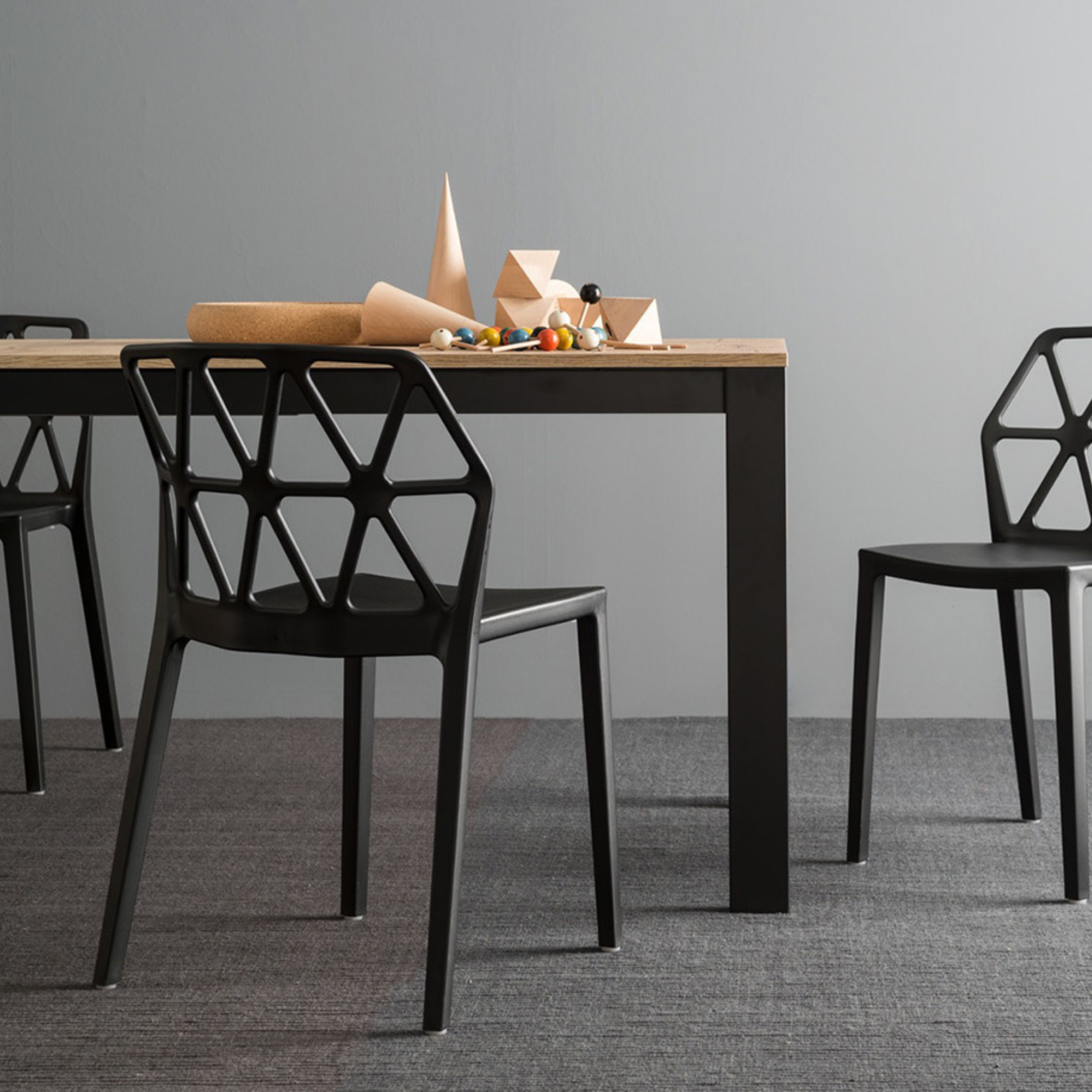 Set of modern polypropylene "Alchemia" chairs for indoor and outdoor use, stackable.