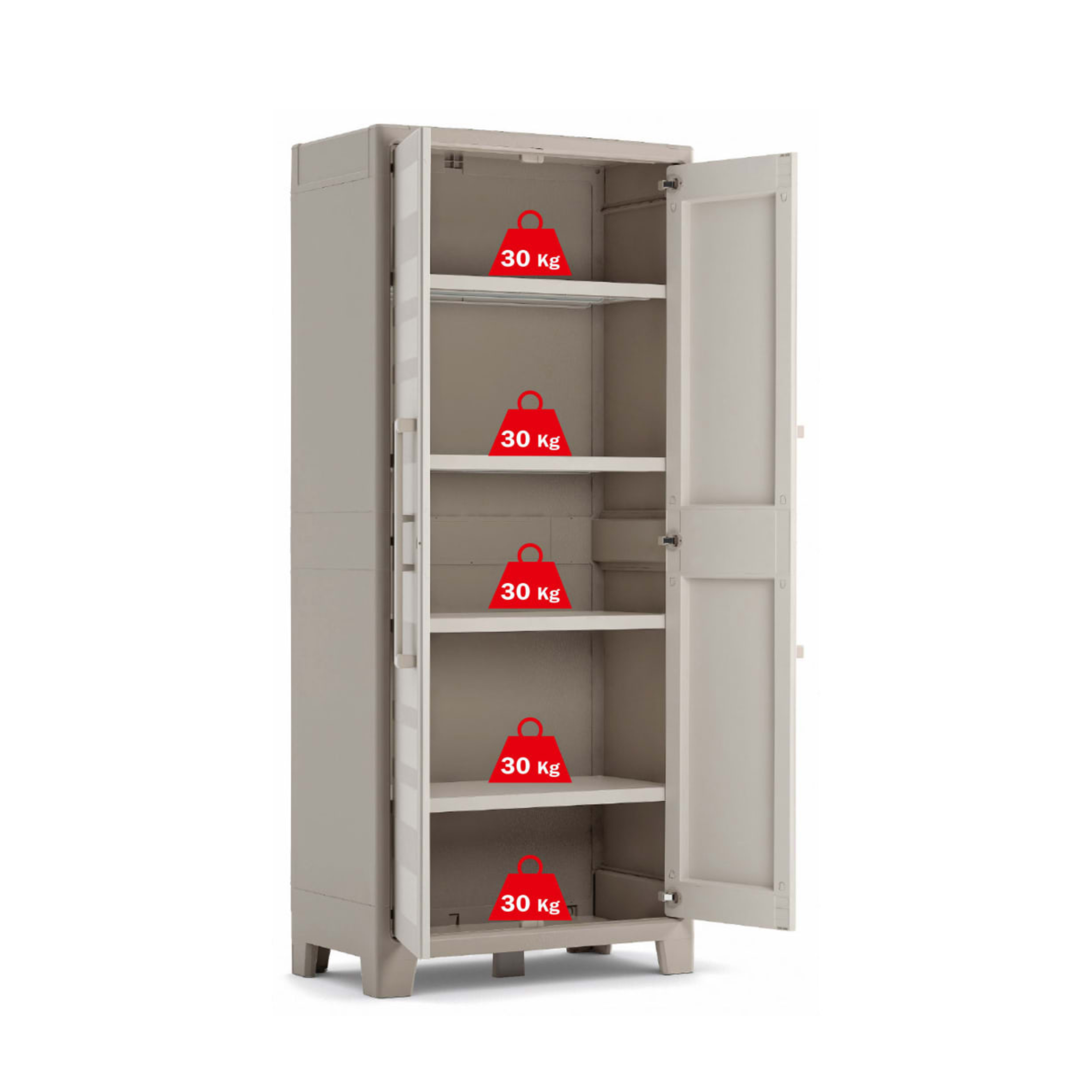 Mueble de jardín de resina "Oliver" con estantes interiores y pies elevados