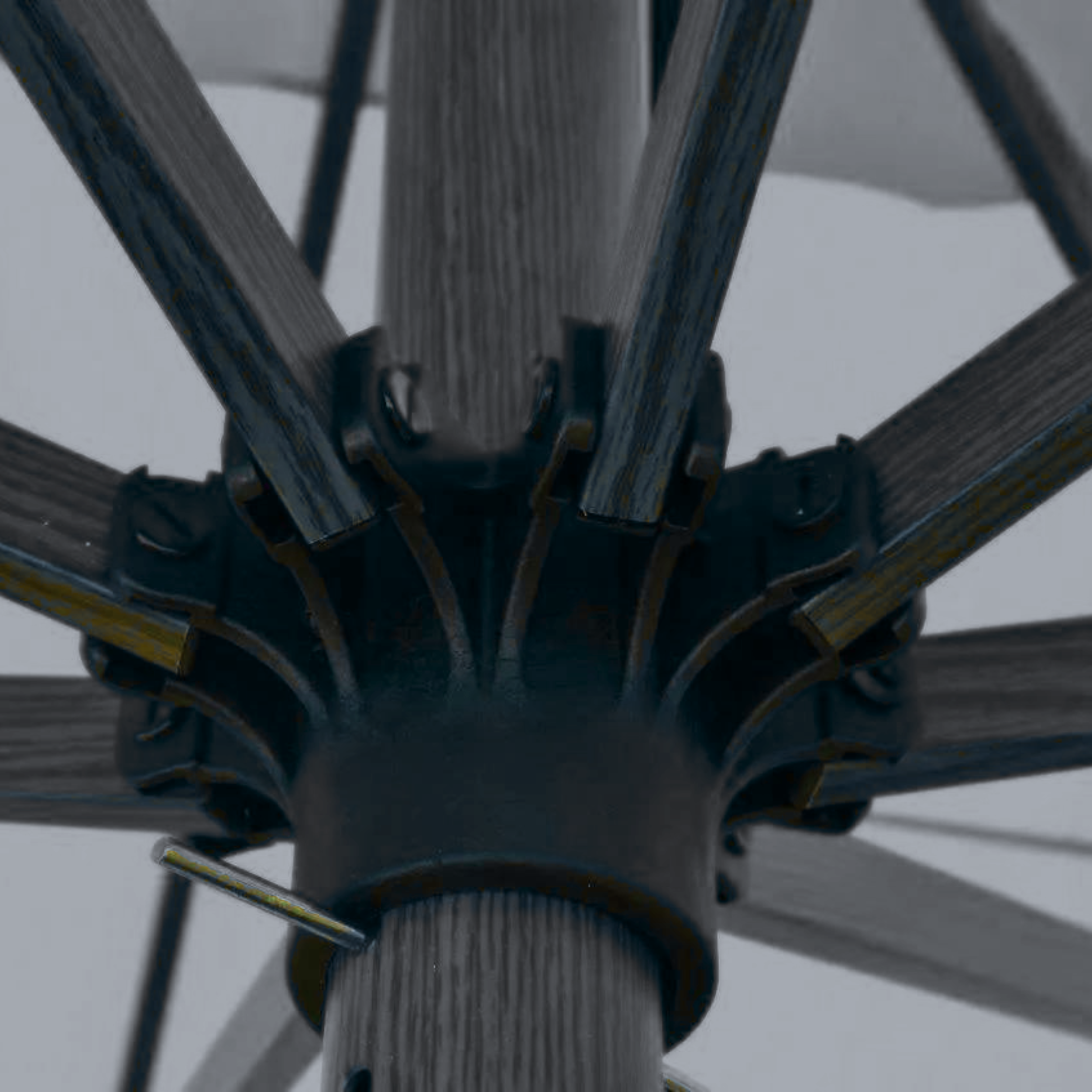 Modern "Corallo Glamour" umbrella with oak-effect central pole