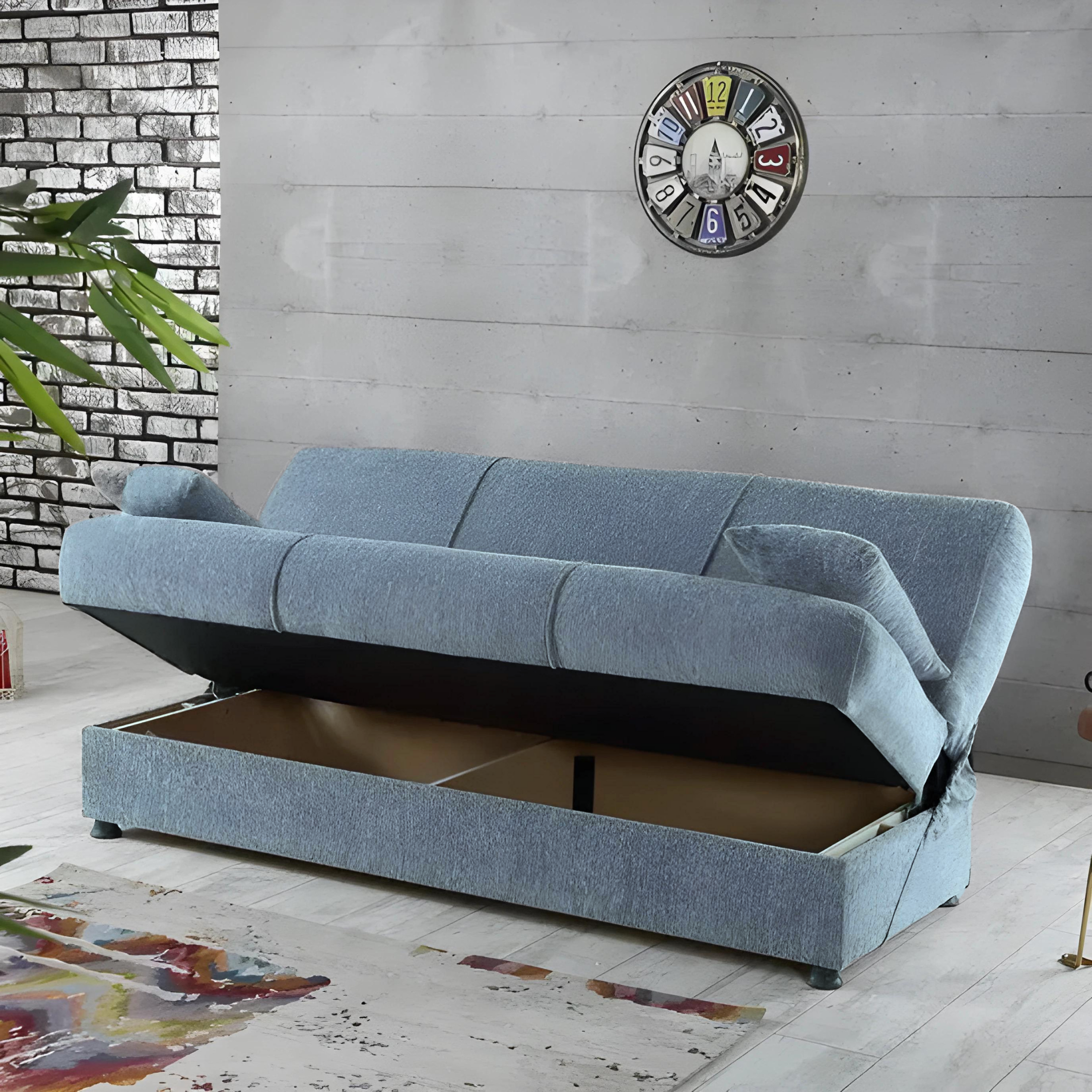 Modern "Jim" fabric sofa bed with storage cm 190x64 90h