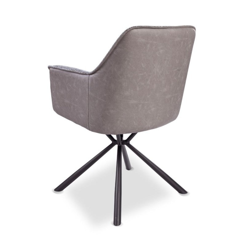 Set of "Aseat" dining chairs upholstered in fabric and eco-leather with metal legs cm 60.5x62 82h