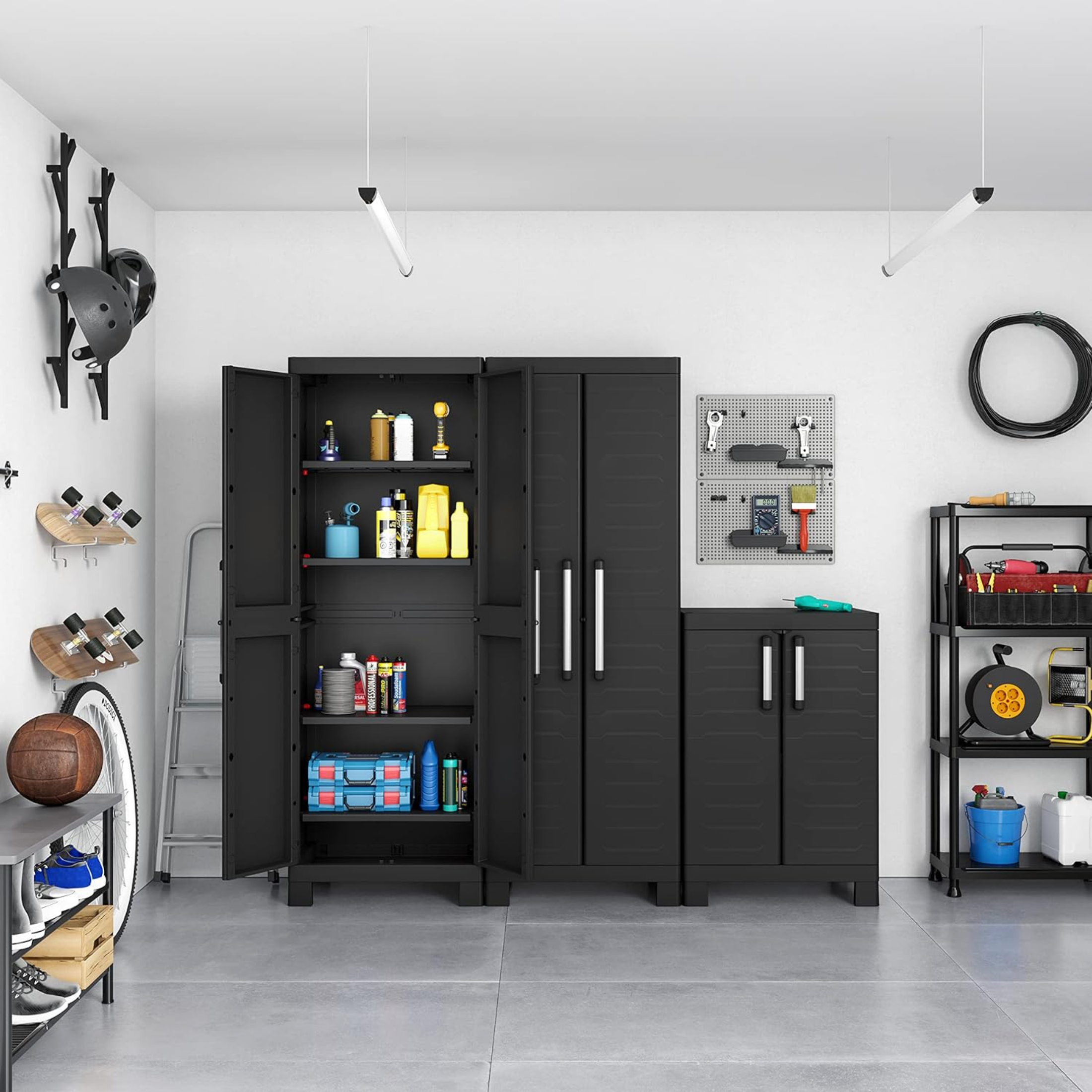 Mueble de jardín de resina "Cindy" con estantes internos y pies elevados