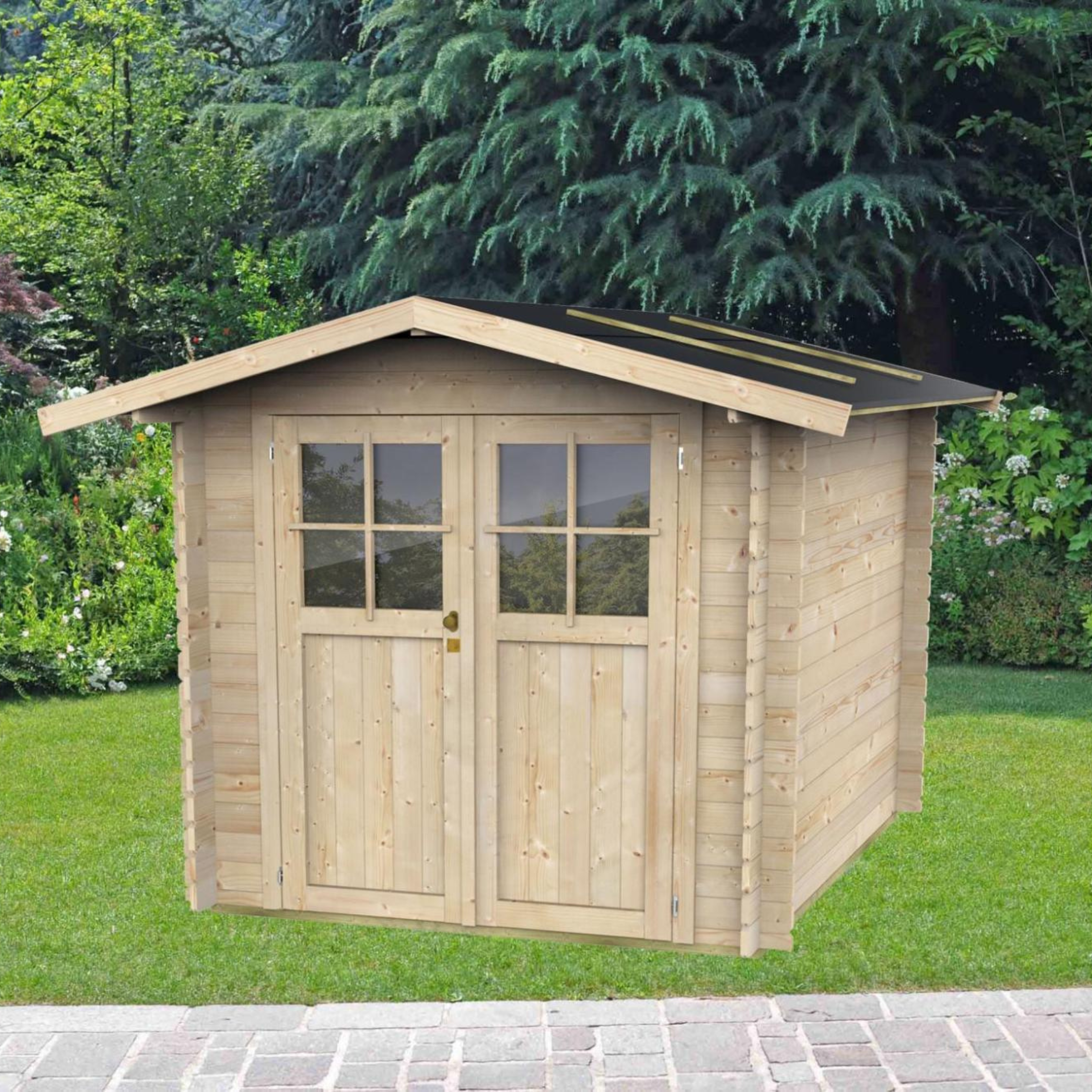 "Opera" wooden garden house, 215x180 cm, 207 cm high, double door with windows